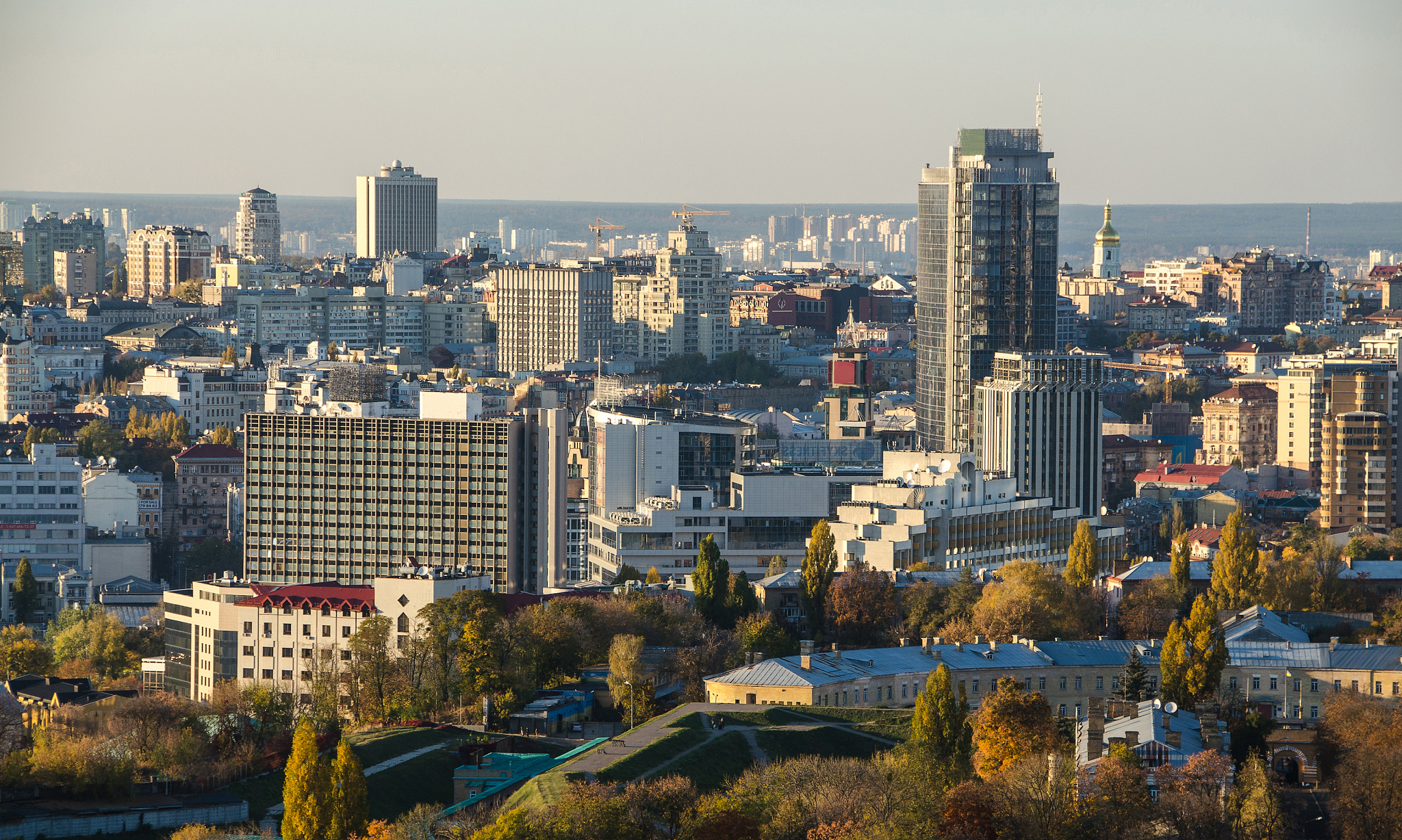 kiev city business view, panorama kiev, ukraine