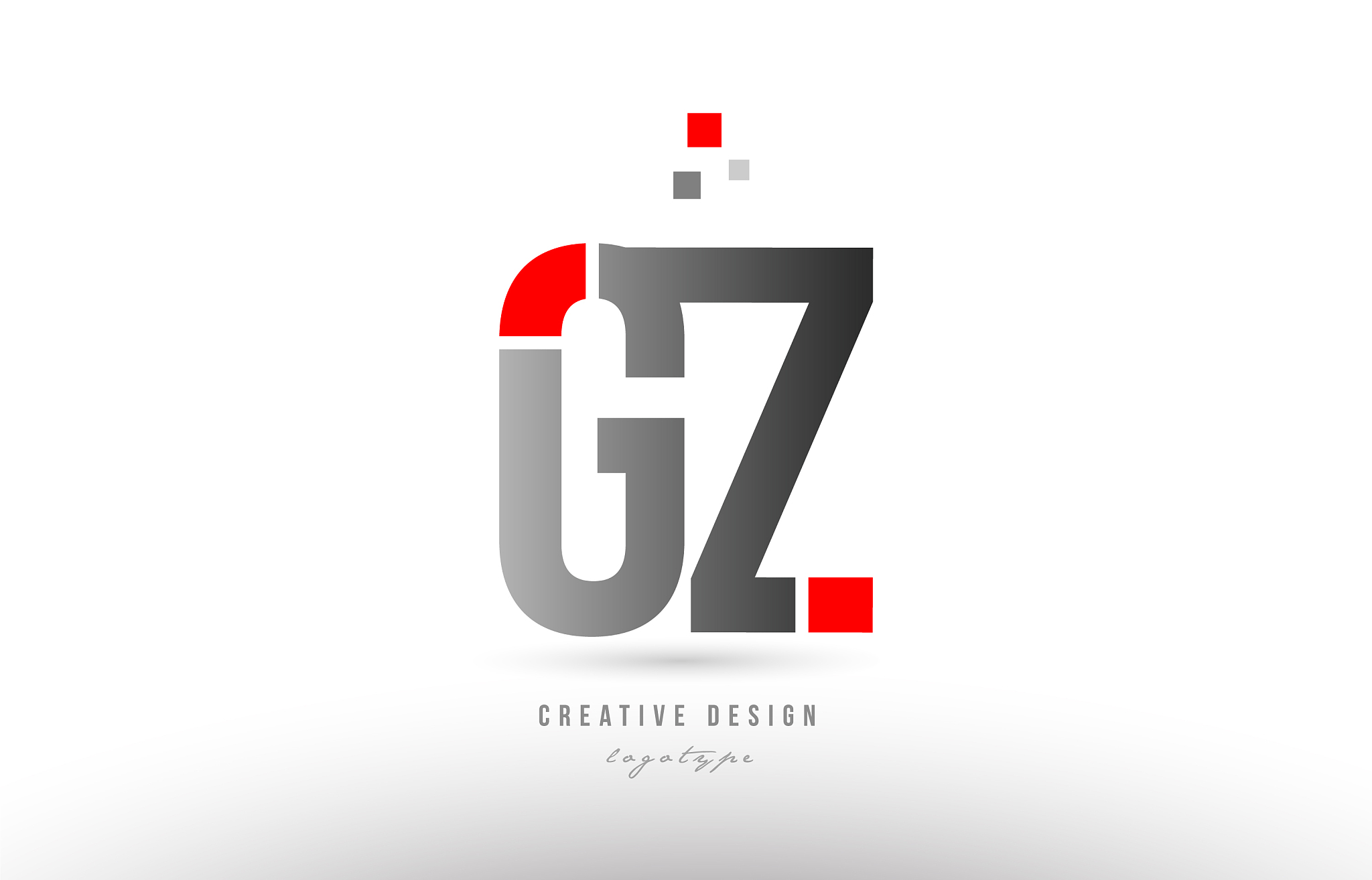 red grey alphabet letter gz g z logo combination
