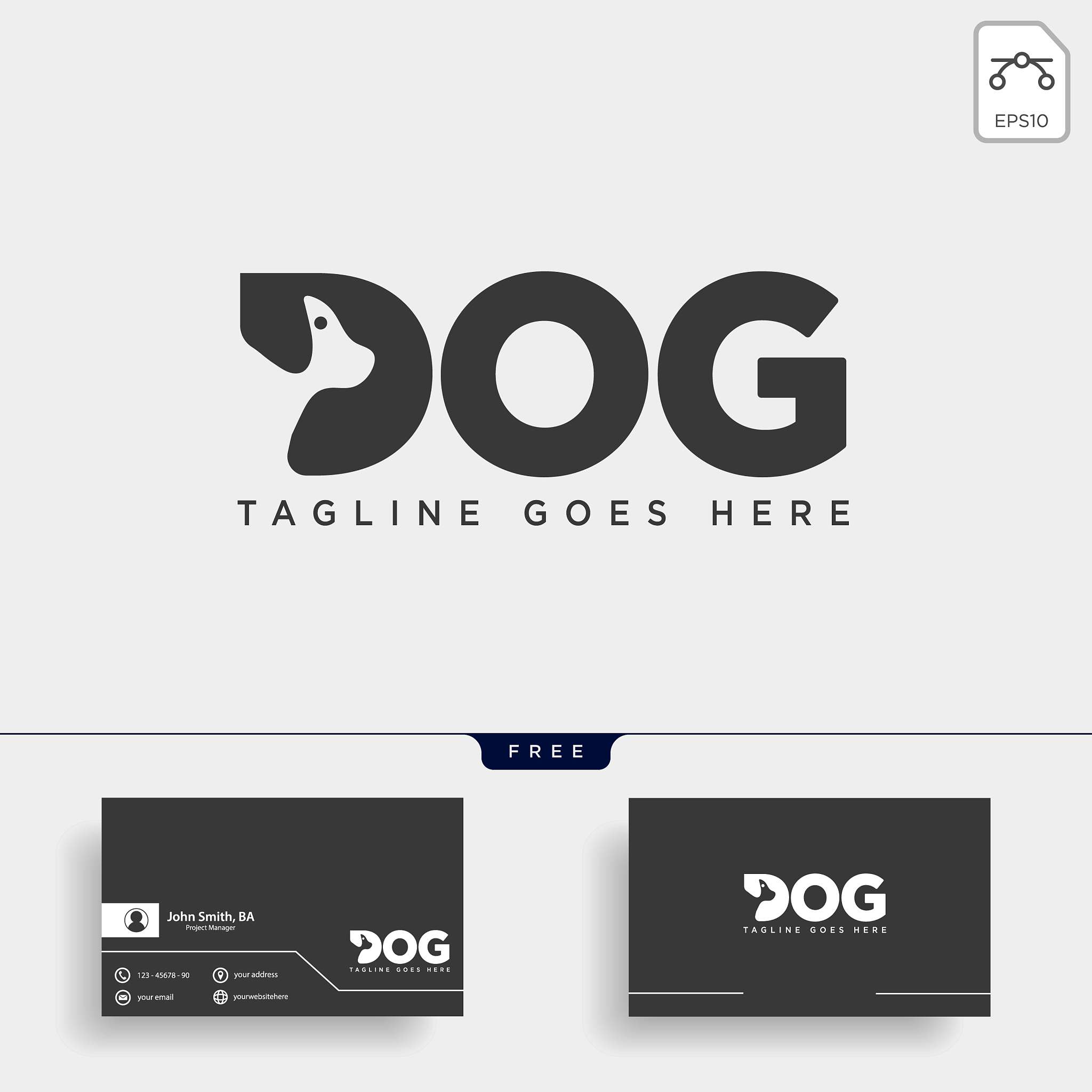 letter d dog pet animal line art style logo