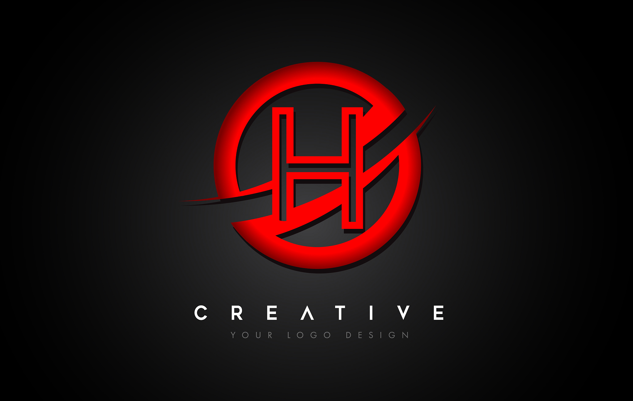 letter h logo with a red circle swoosh design