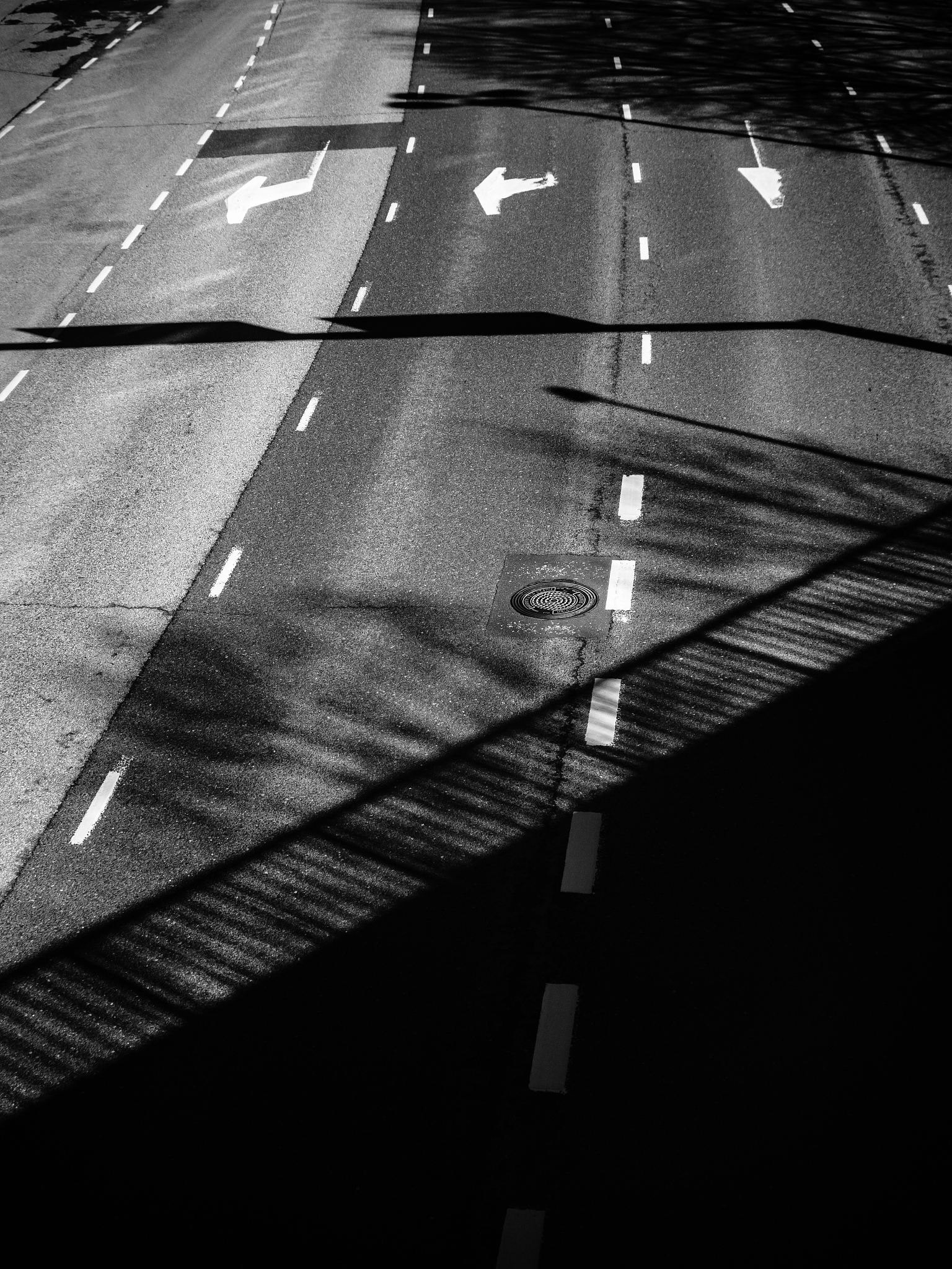 black and white infrared photography from empty downtown in hels