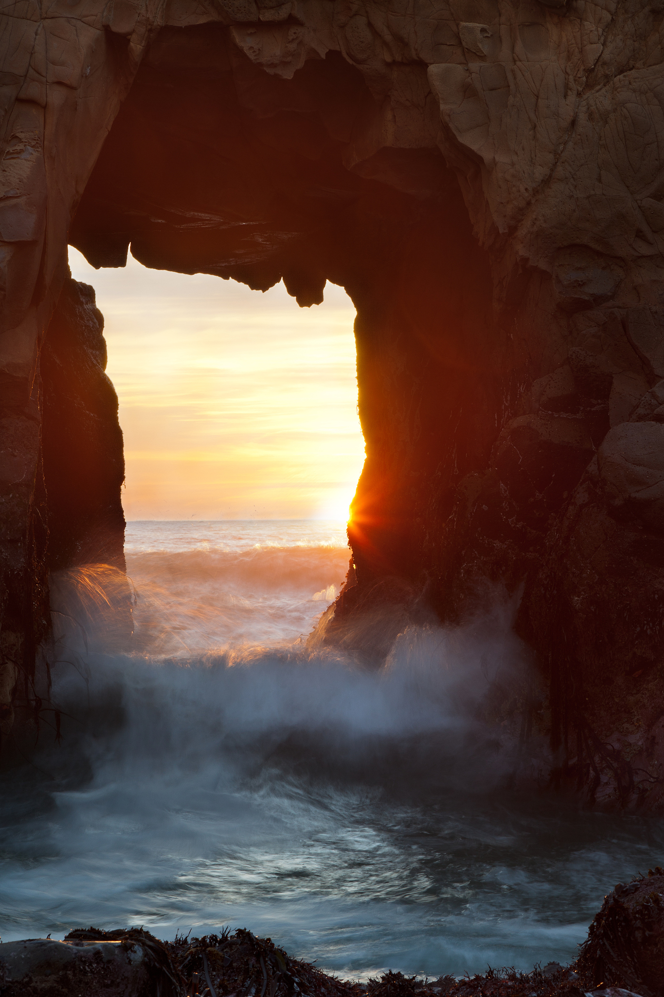 sunset through portal