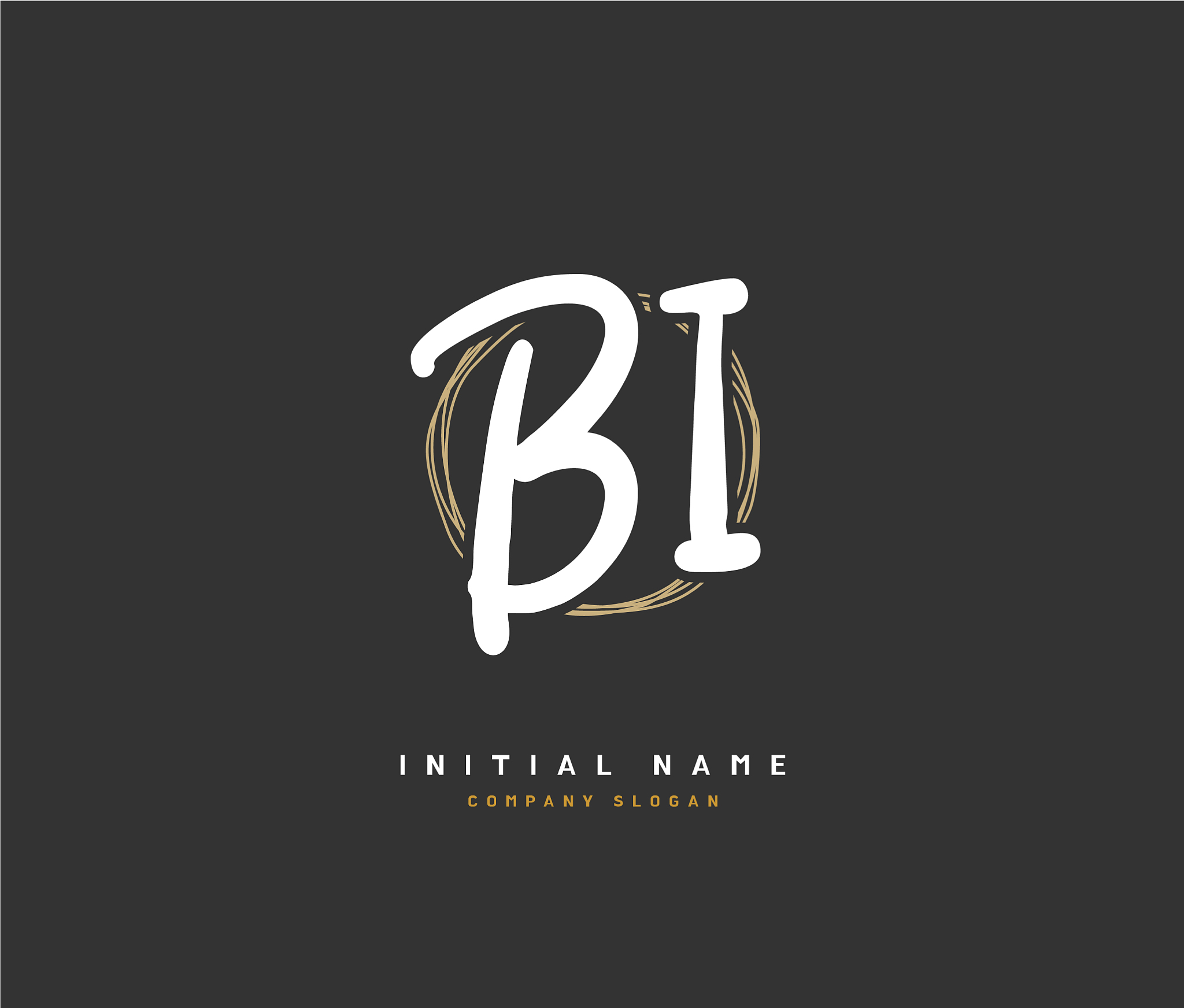 b i bi beauty initial logo handwriting logo of