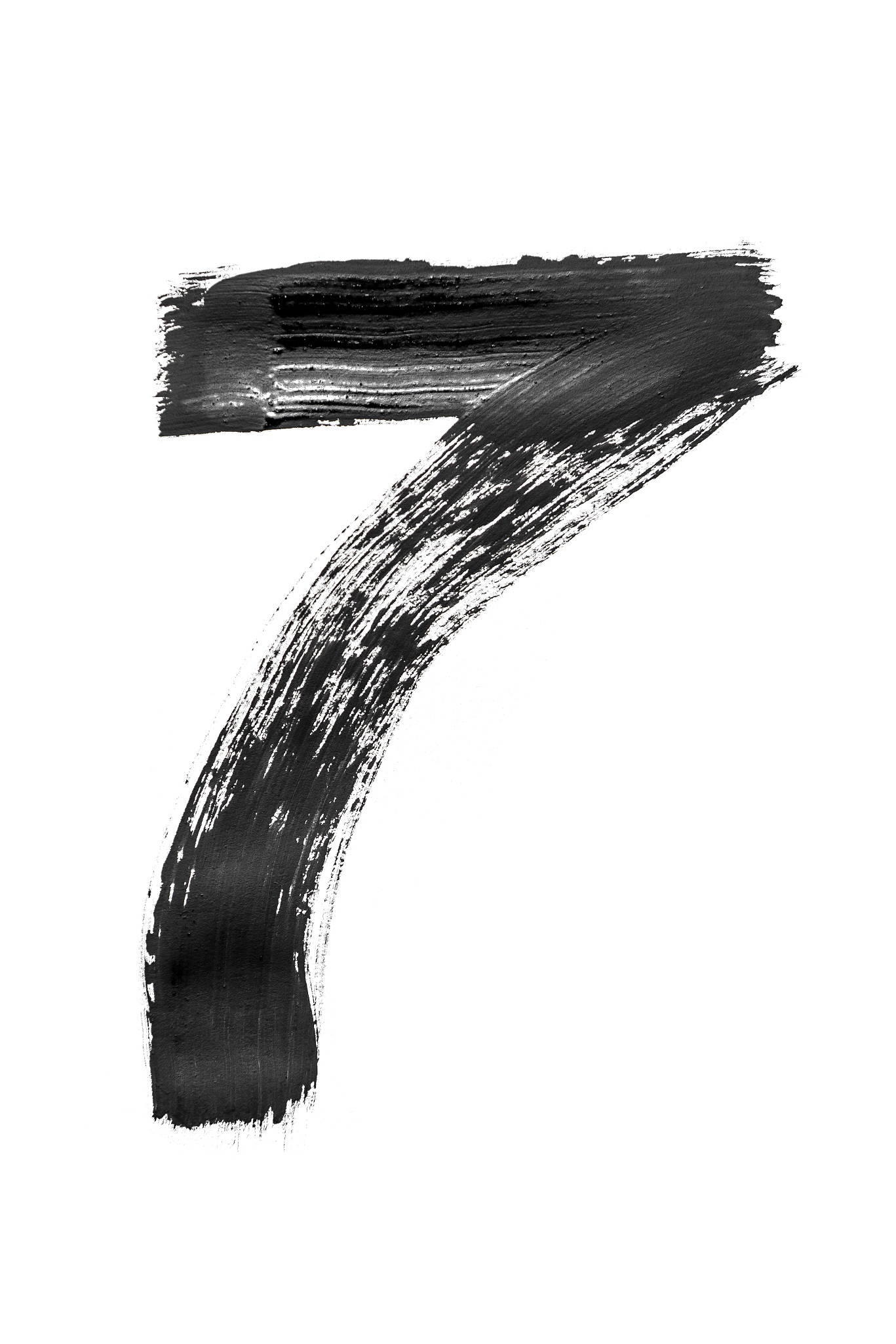 the number '7' is written in black on an isolated white backgrou