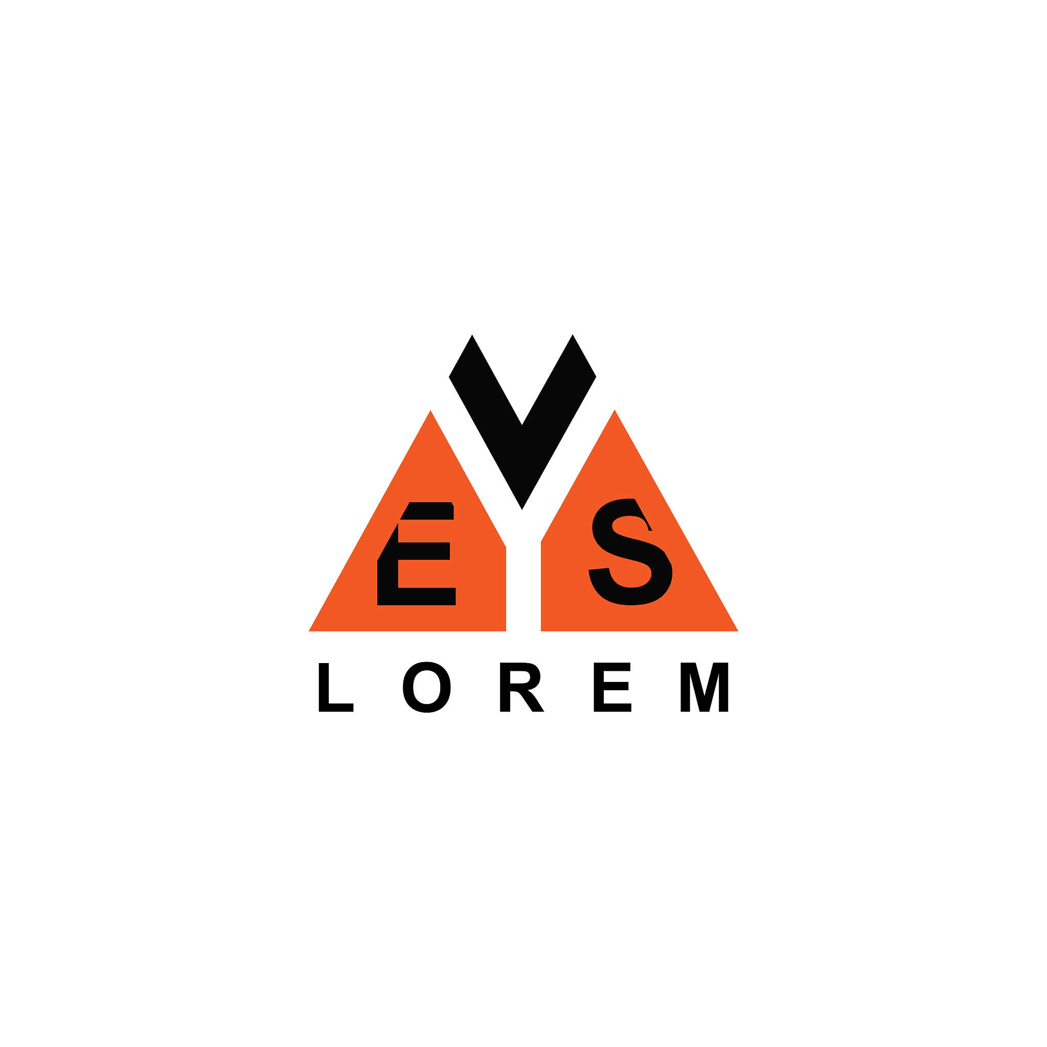 logo says yes with a triangular shape with black