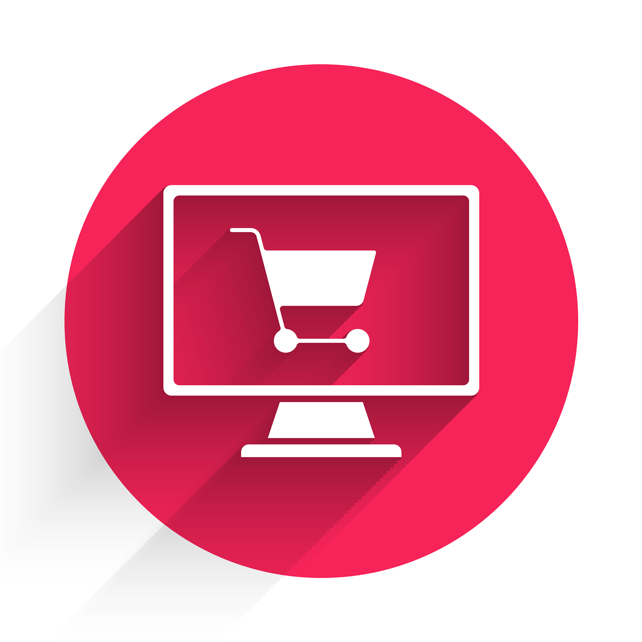 white shopping cart on screen computer icon