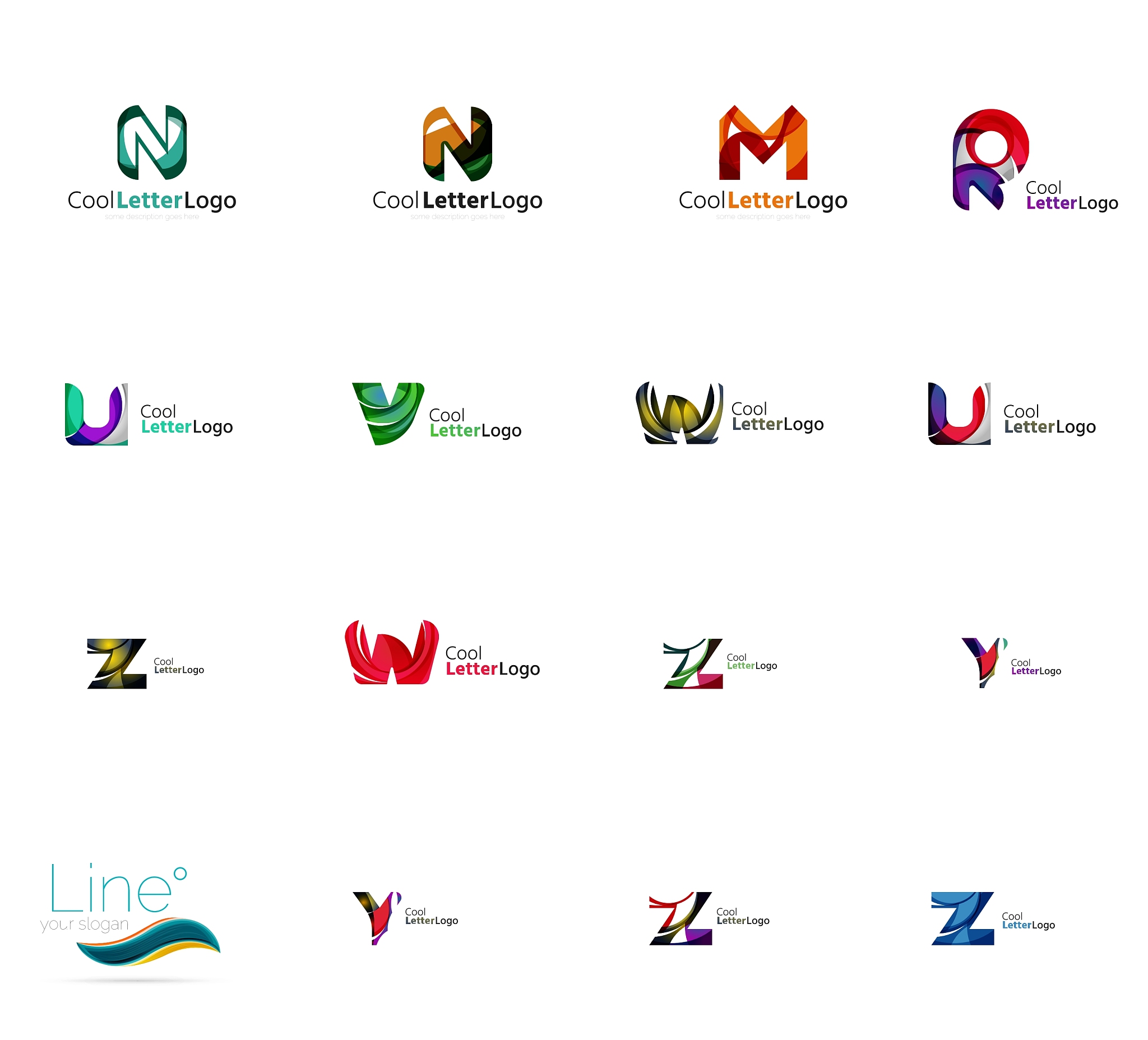 set of universal company logo ideas business icon