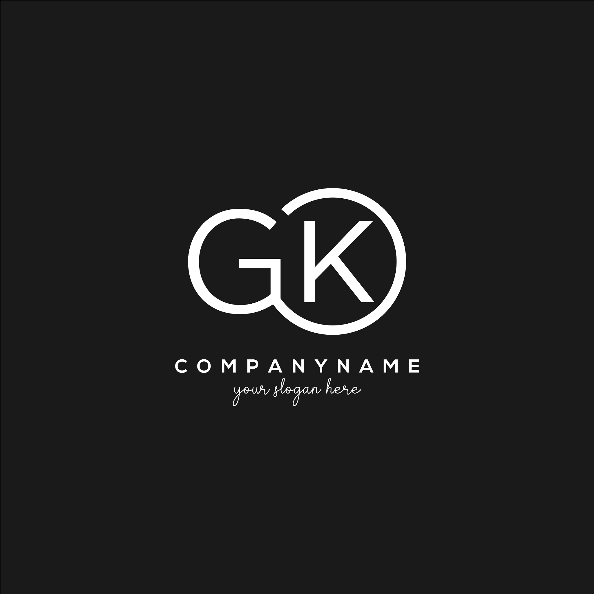initial gk letter logo with circle template