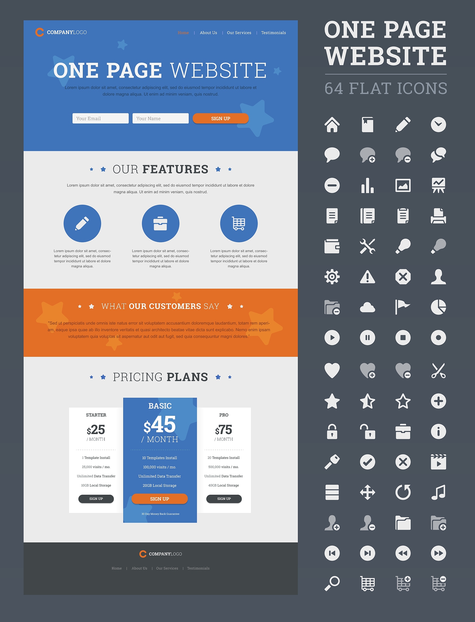 one page website design template