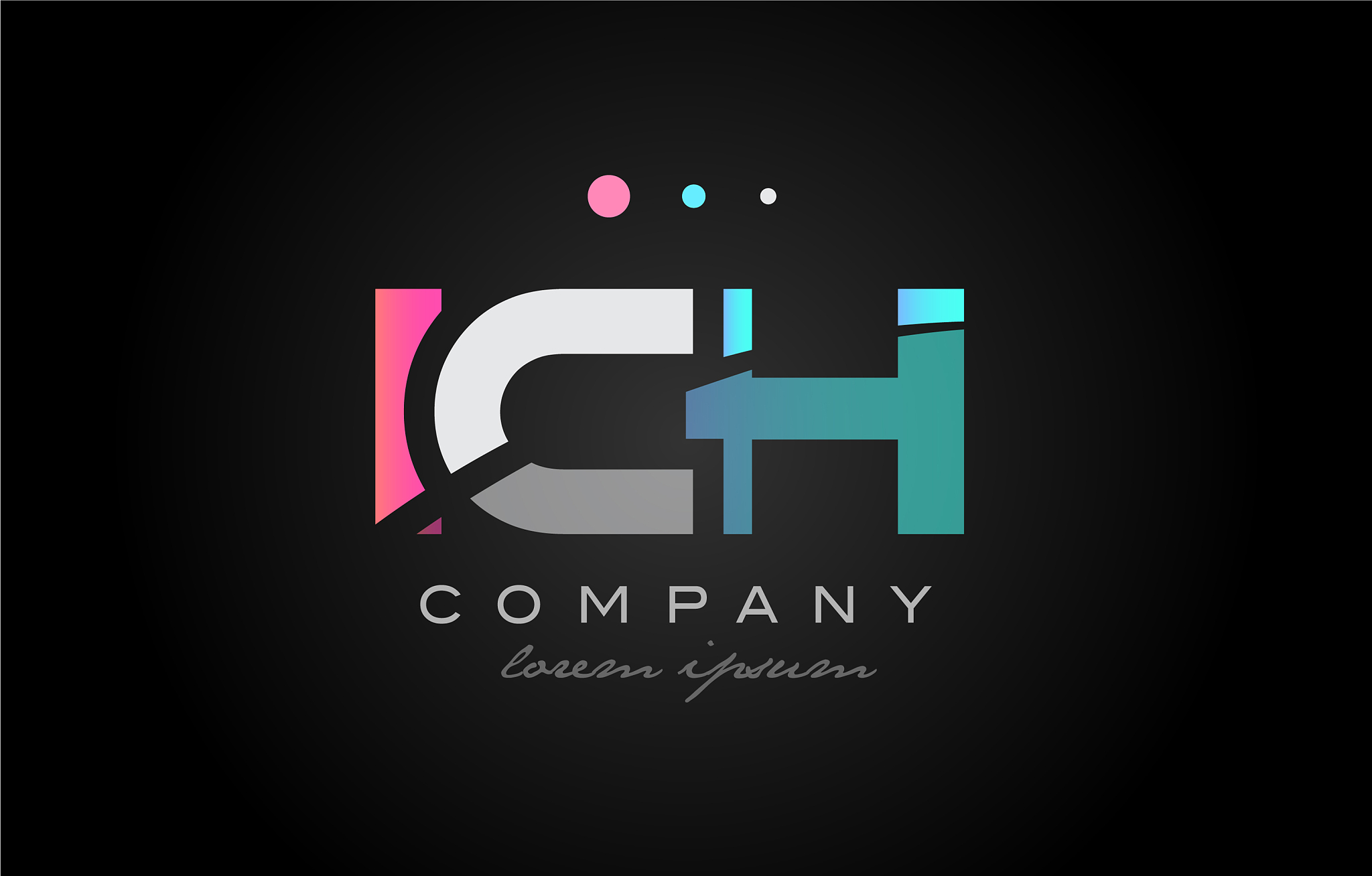 ich i c h three letter logo icon design