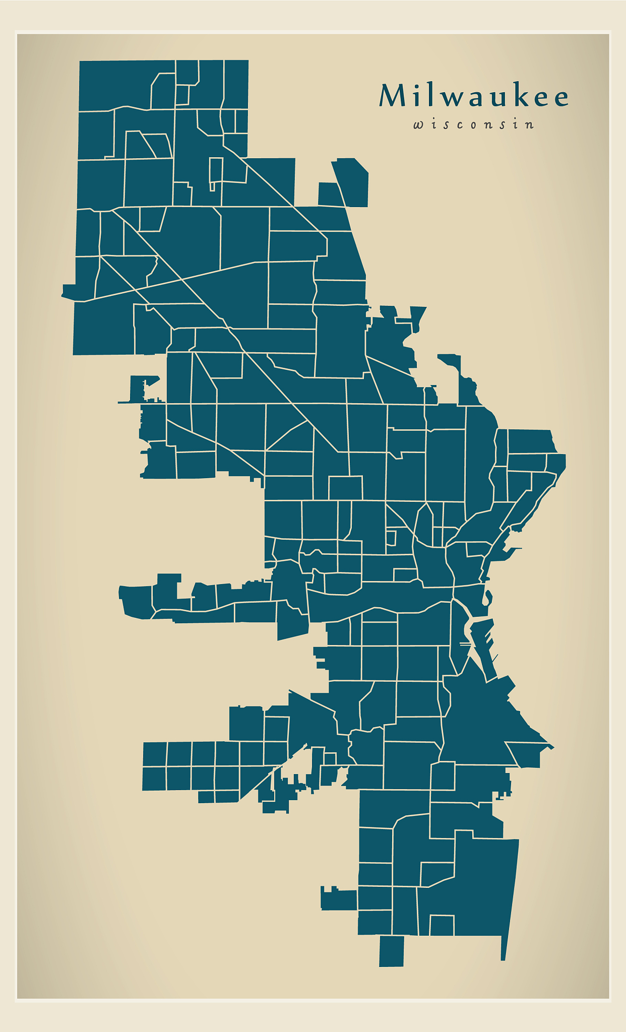 modern city map - milwaukee wisconsin city of the