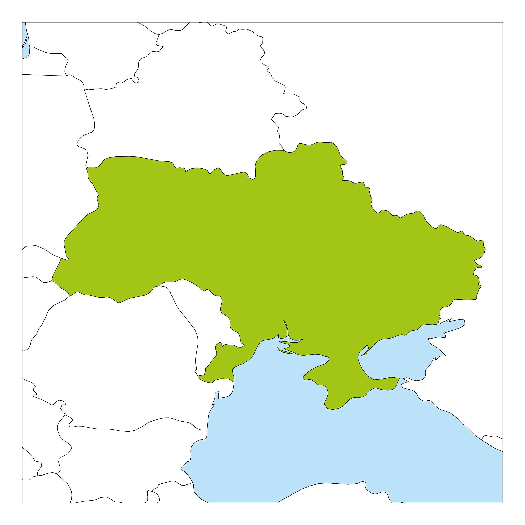 map ukraine green highlighted with neighbor