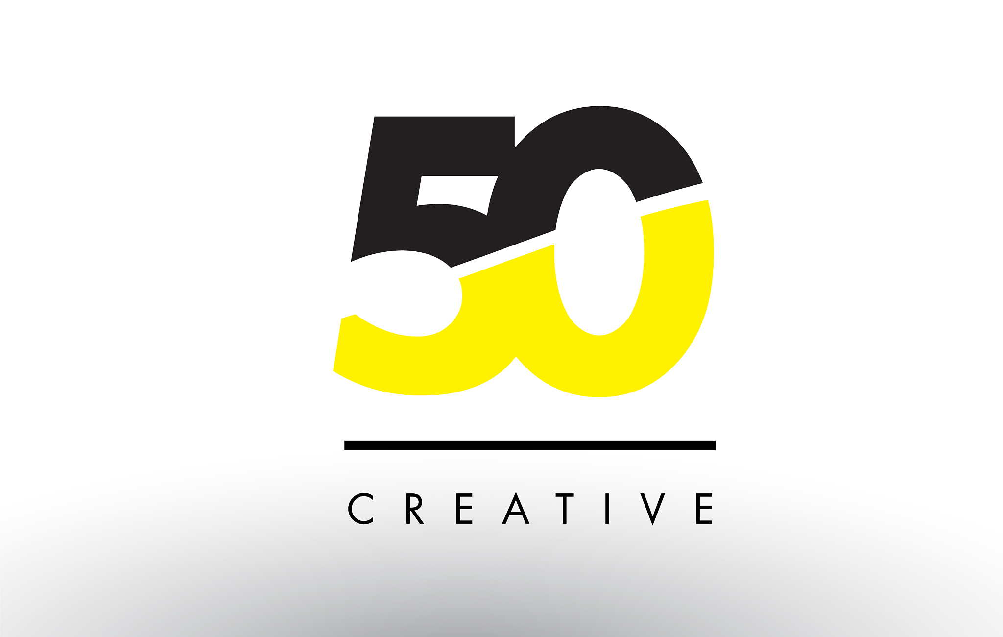 50 black and yellow number logo design