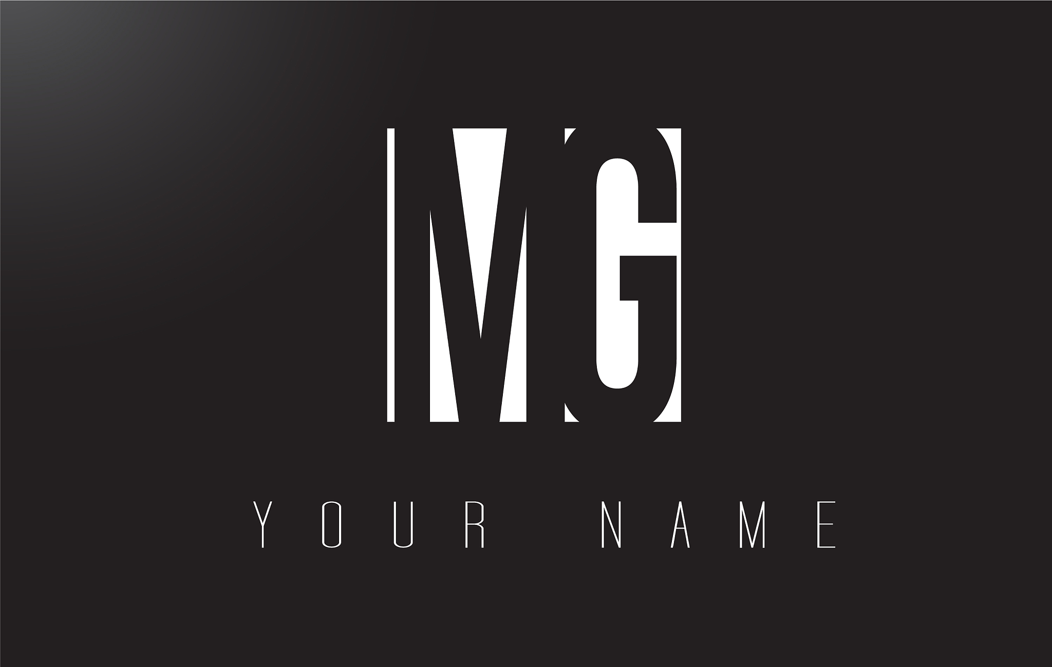 mg letter logo with black and white negative