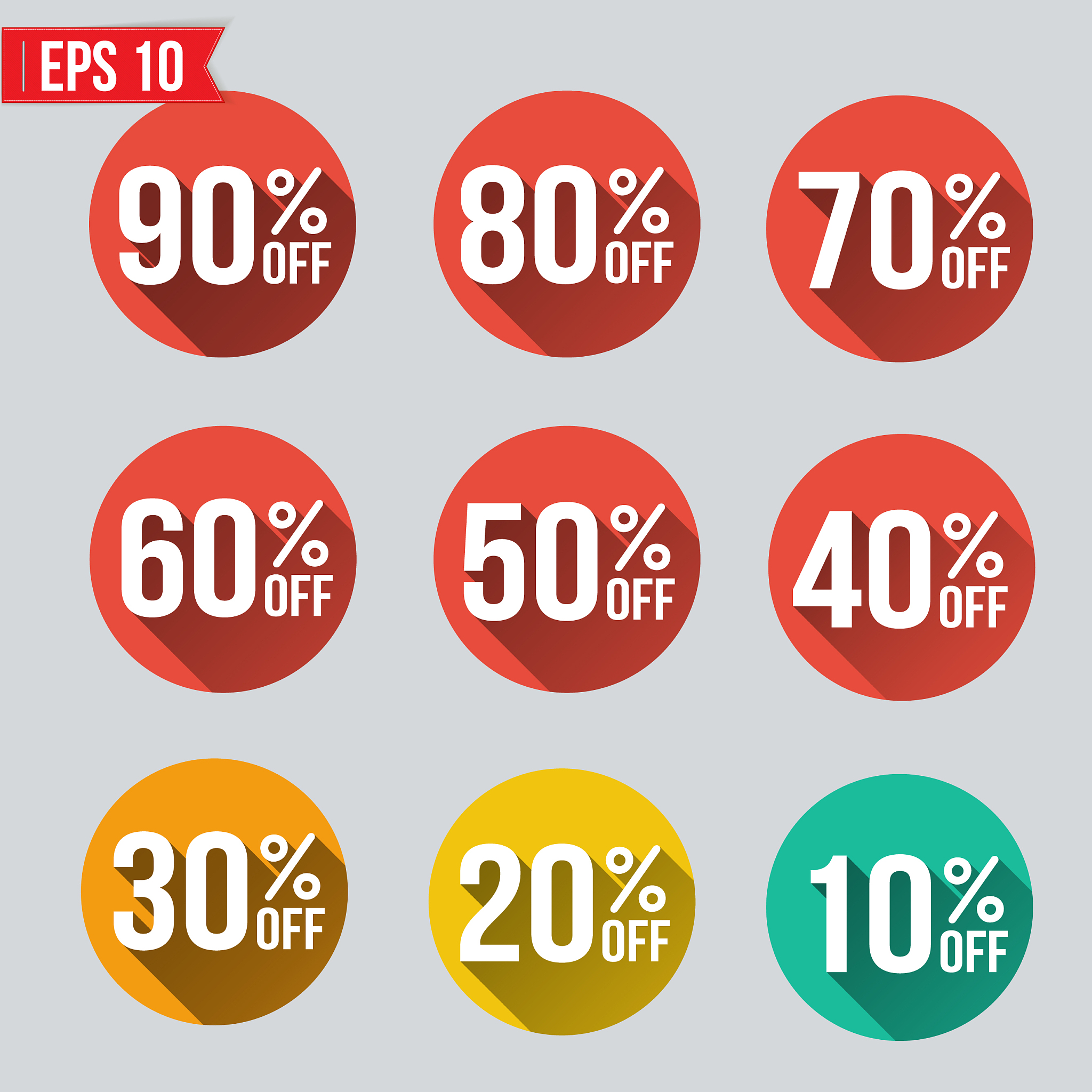discount tag flat and long shadow design