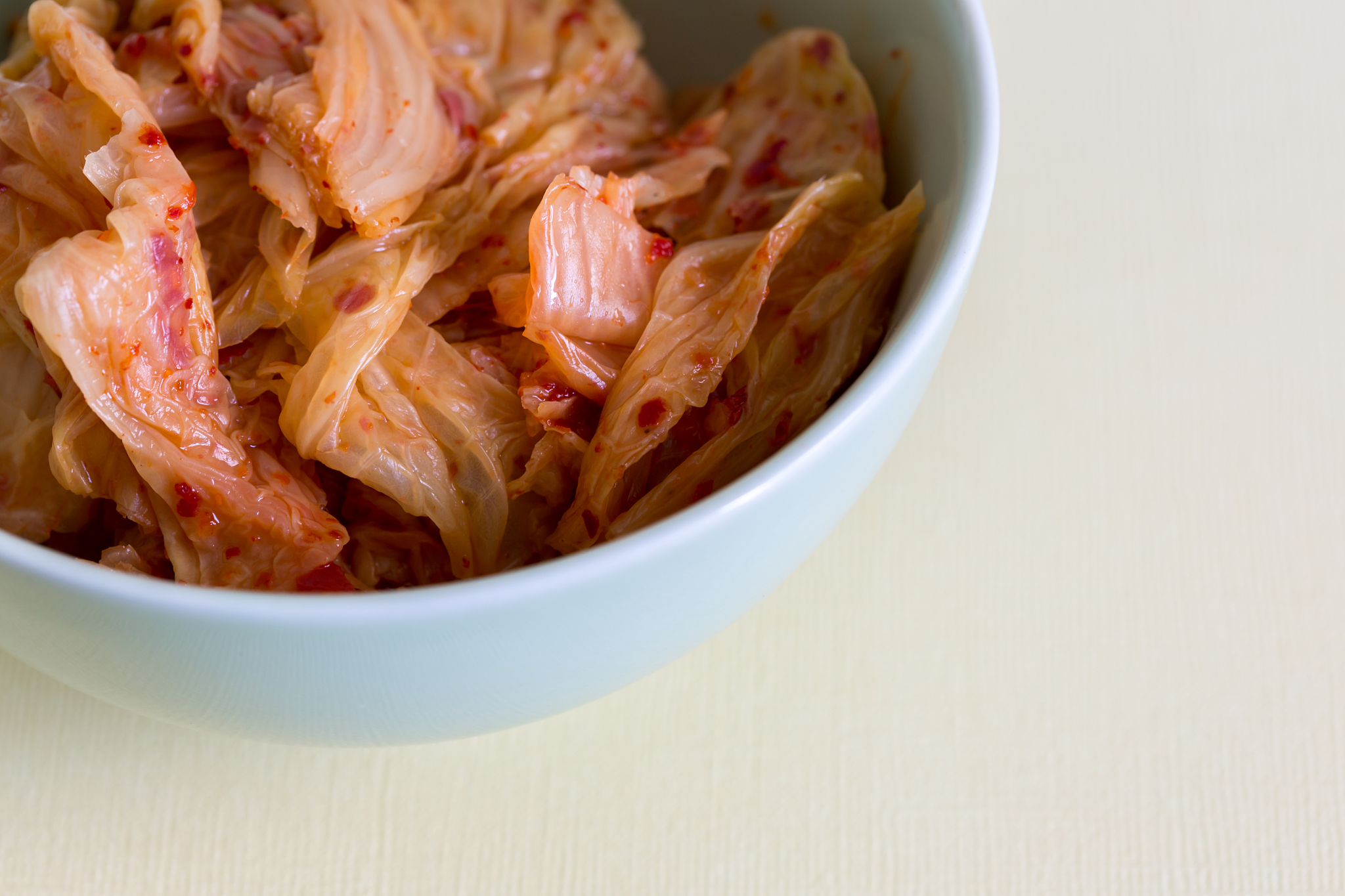 cabbage kimchi in the bowl, very popular korean traditional ferm
