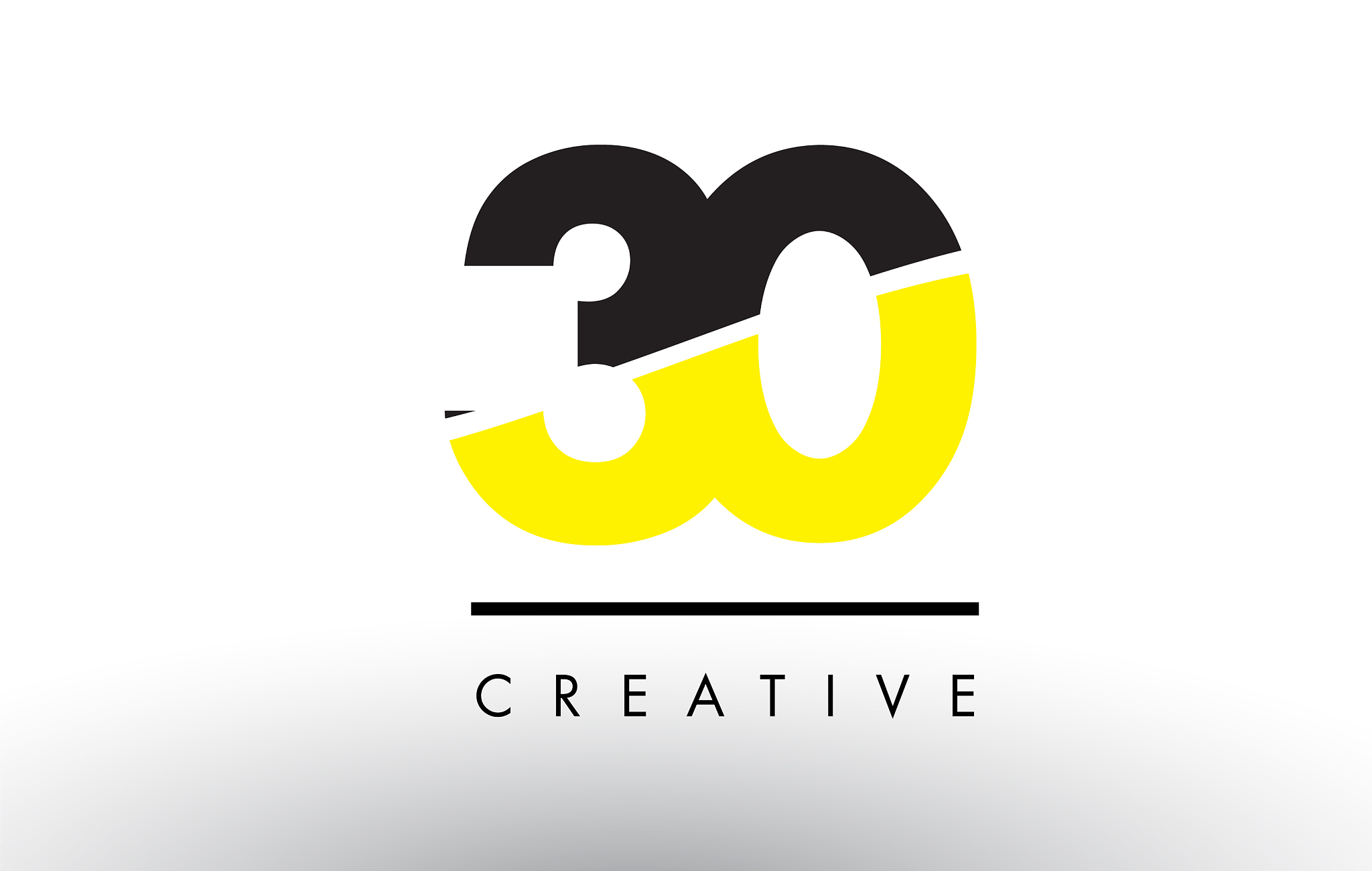 30 black and yellow number logo design