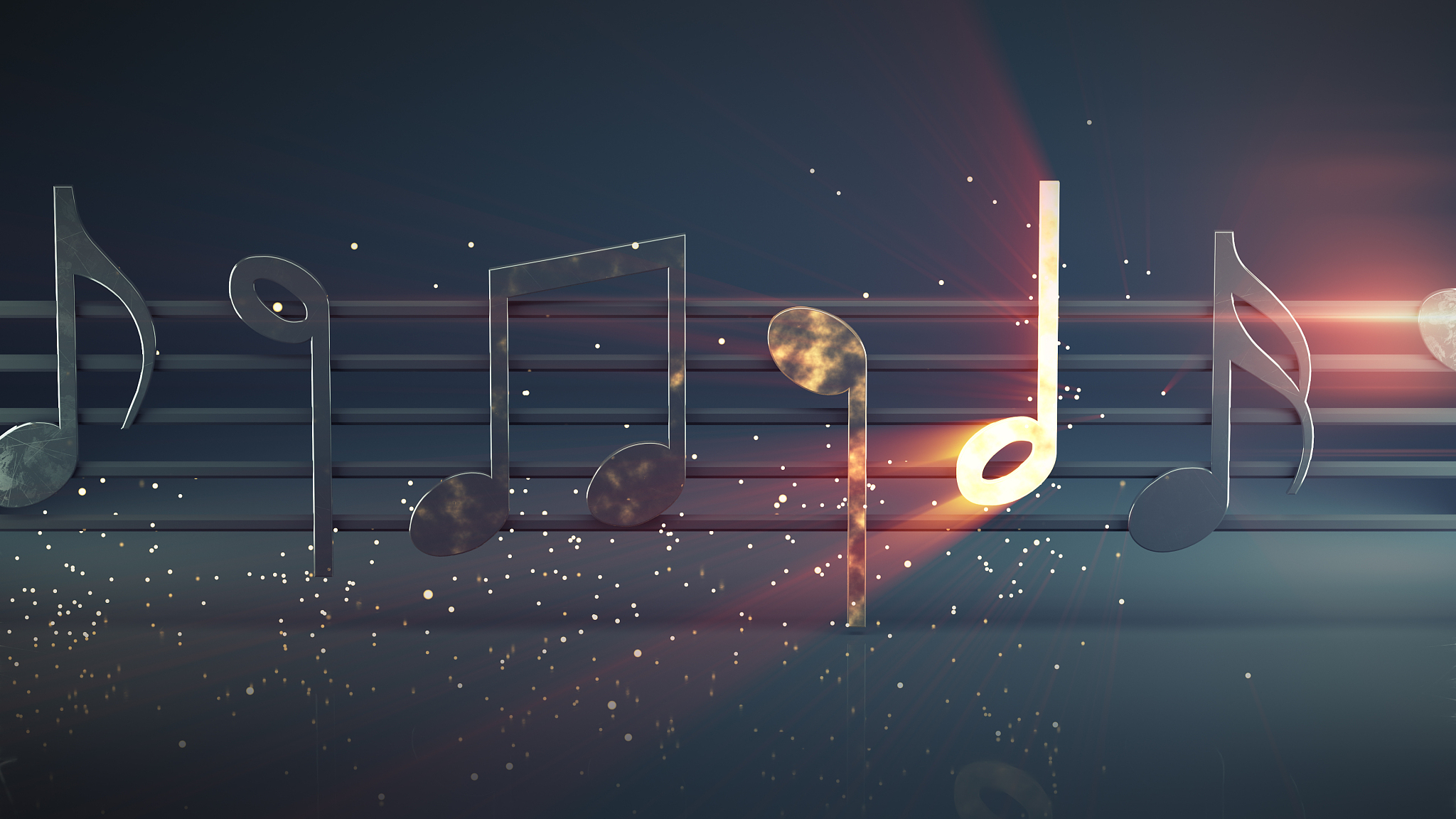 shiny musical notes. abstract 3d render