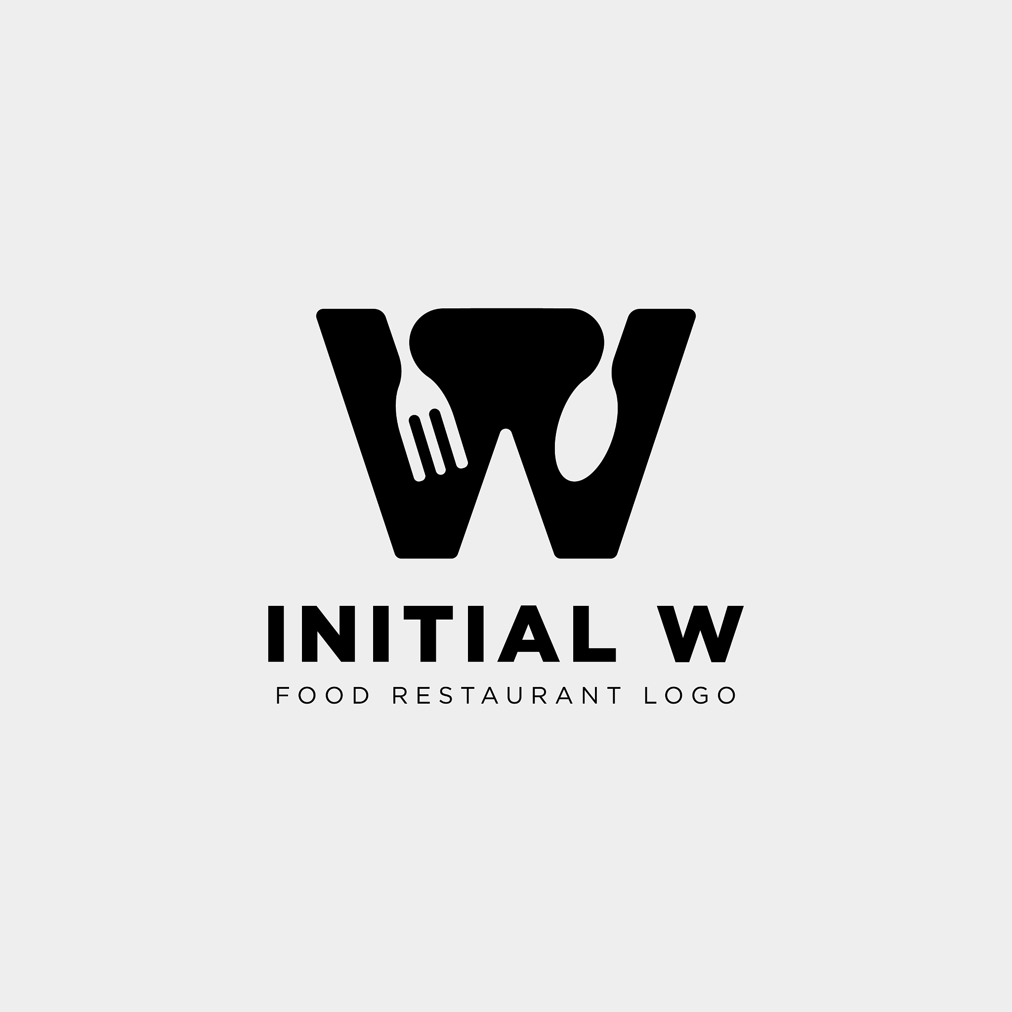 initial w food equipment simple logo template