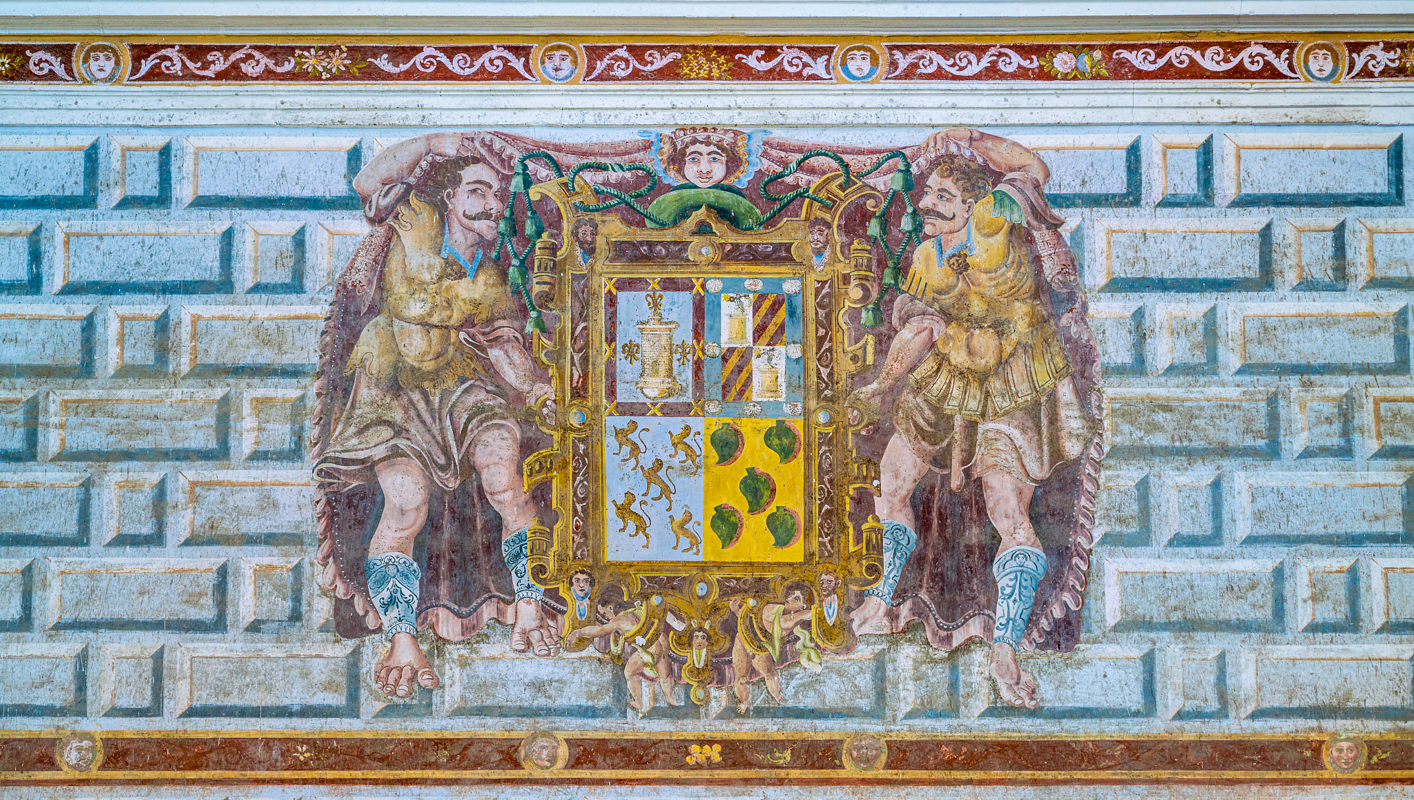 fresco with coat of arms in the hospital de santiagio in ubeda, 