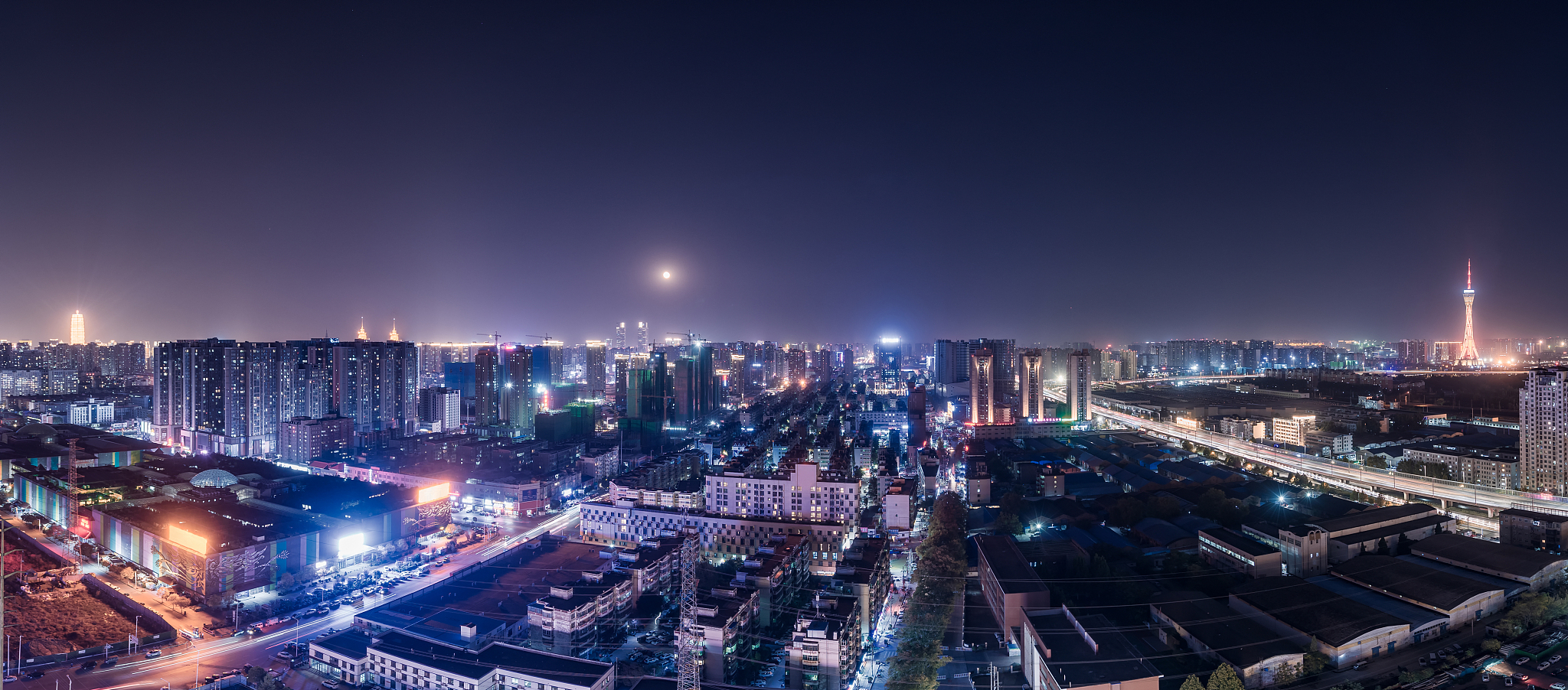 亚洲中国河南省郑州市城市风光夜景