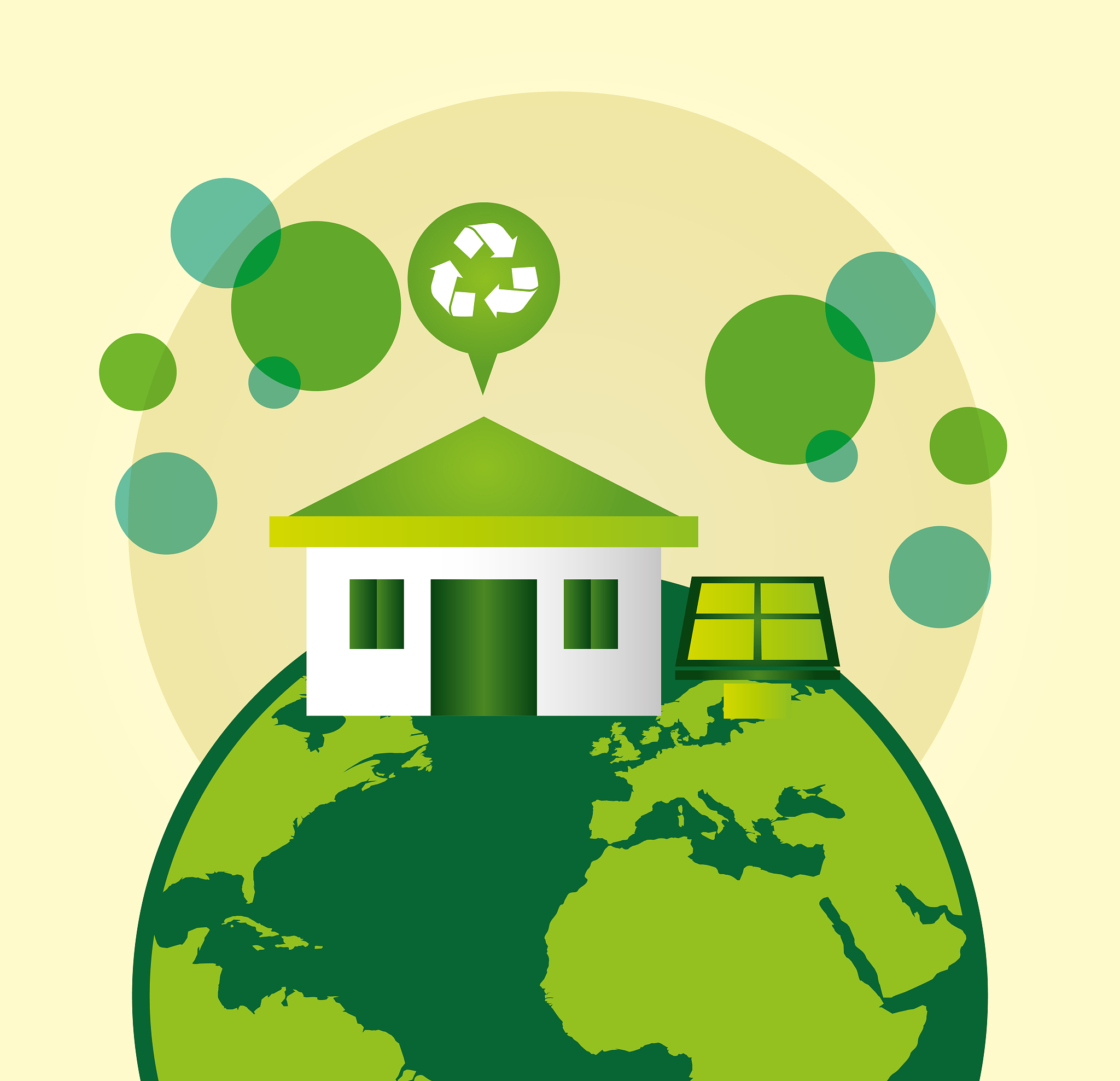 eco friendly poster with earth planet and recycle symbol