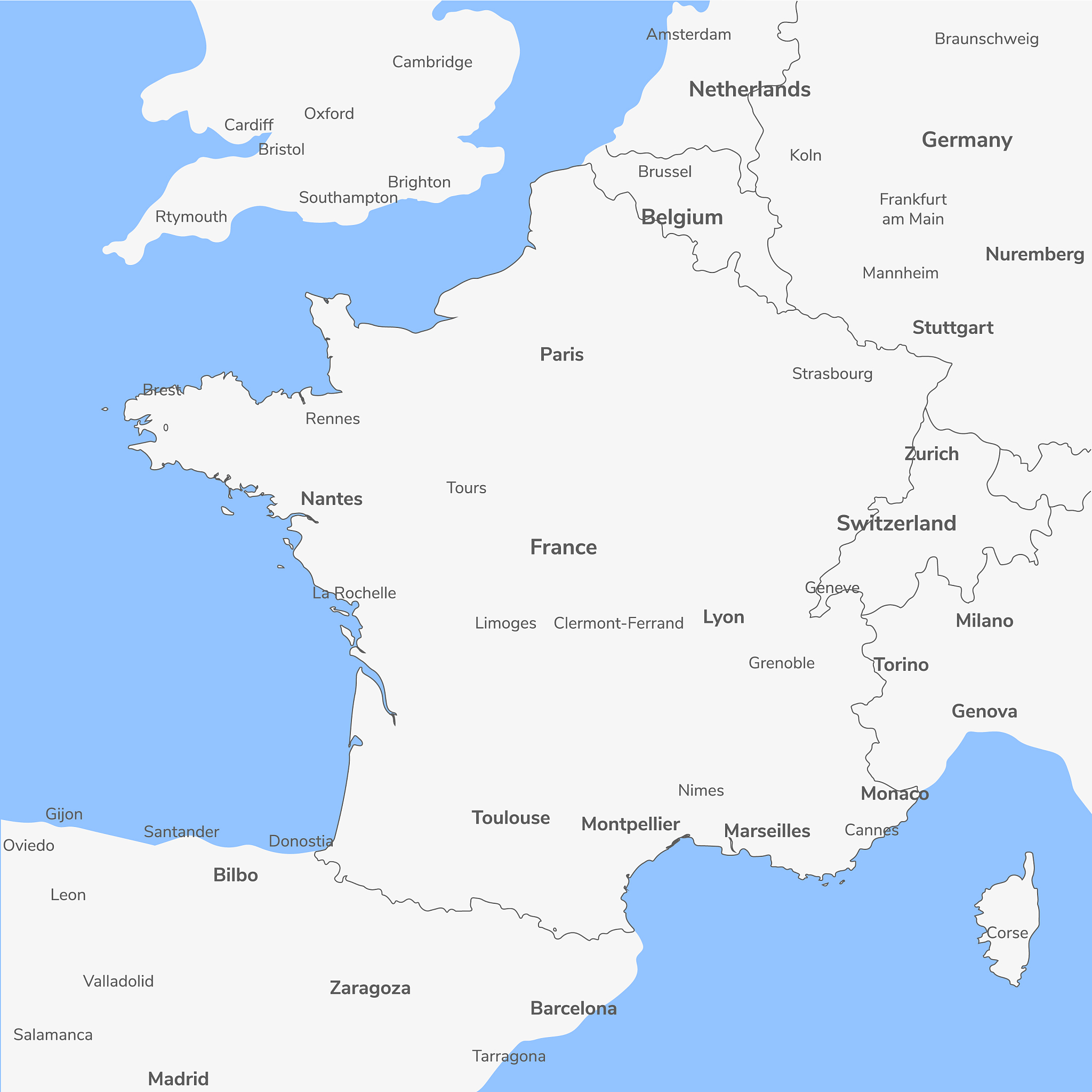 detailed map france