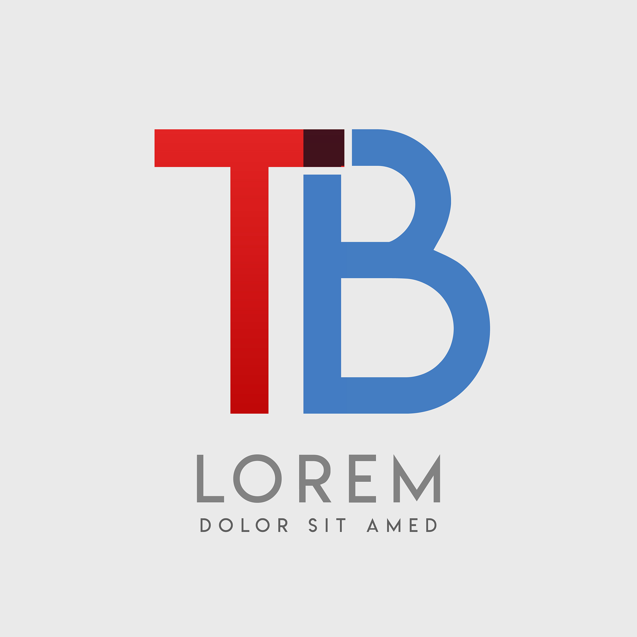 tb logo letters with blue and red gradation