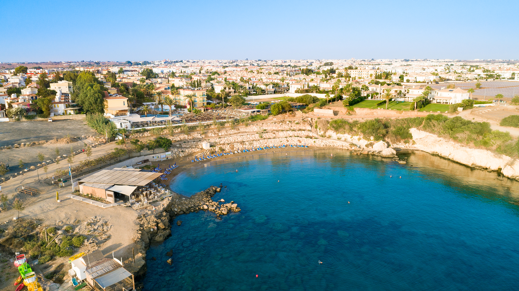 aerial kapparis beach, protaras, cyprus