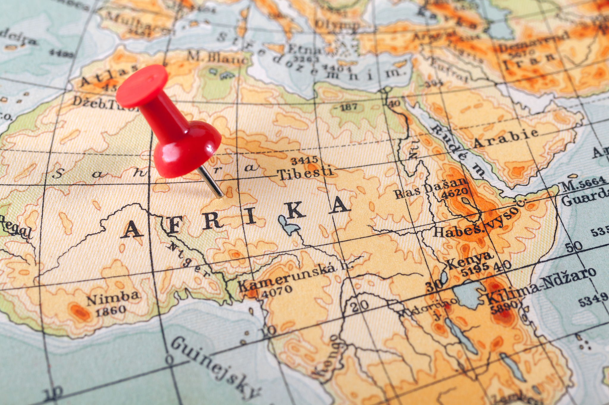 thumbtack in a map