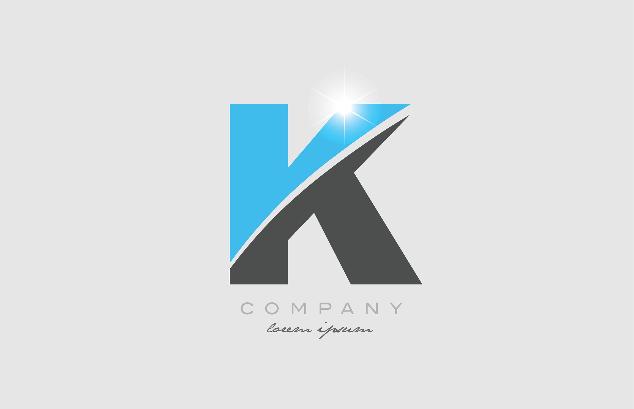 letter k in grey blue color alphabet for logo icon design