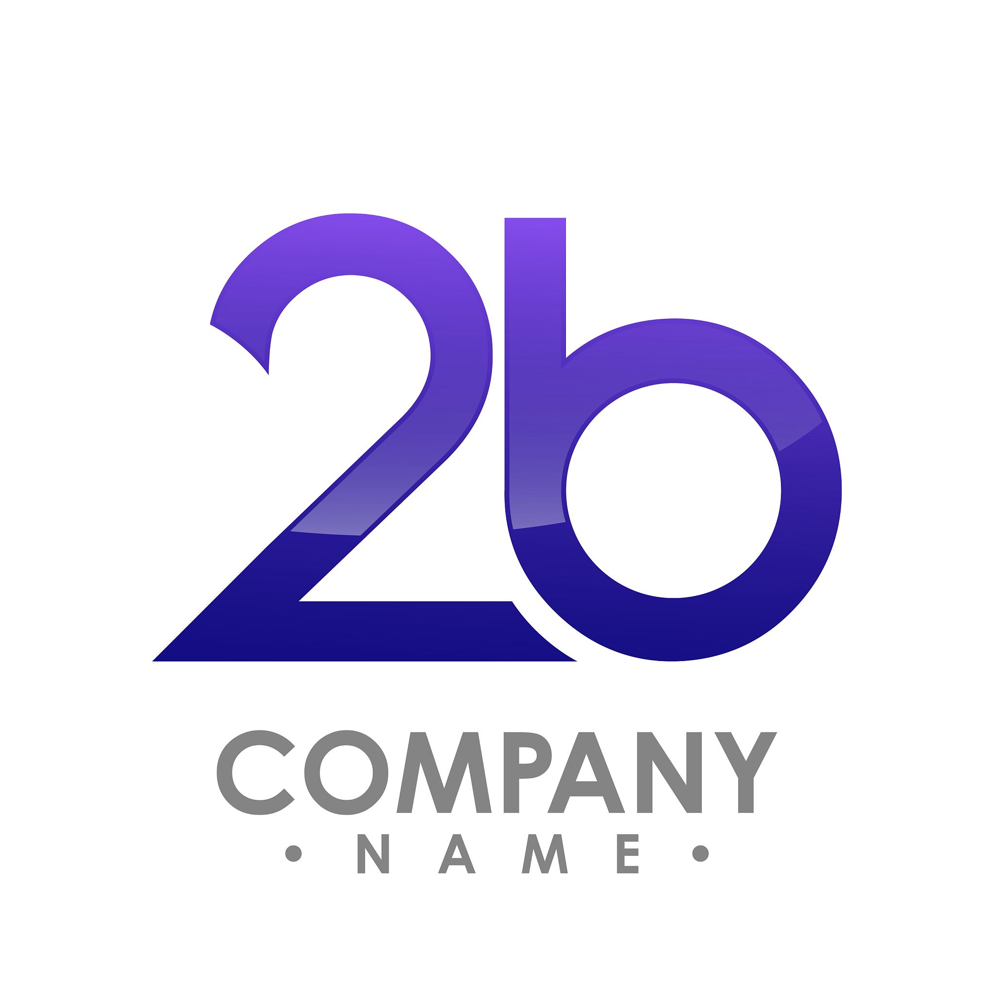 number two and letter b 3d logo design template
