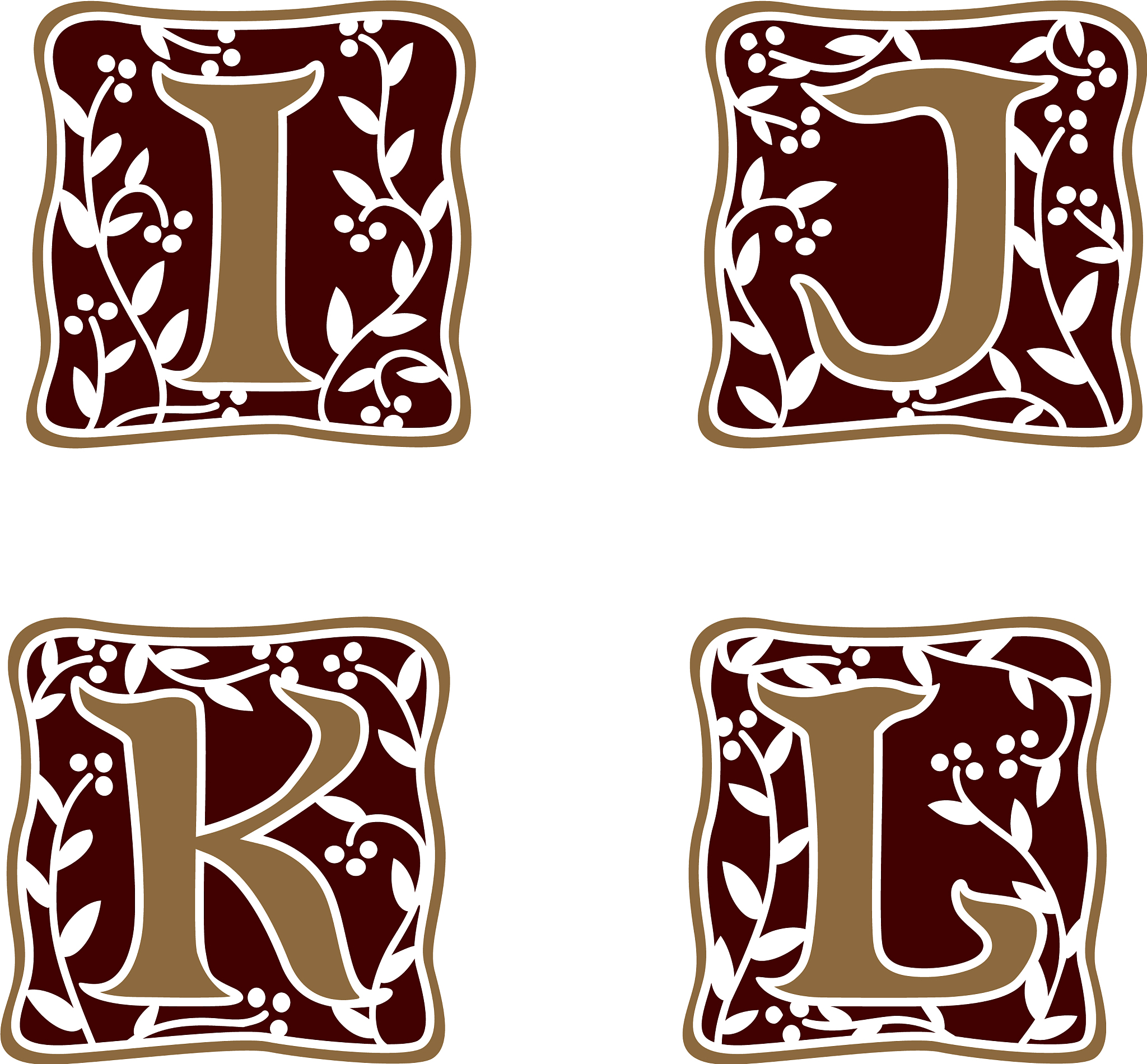 decoration letter i j k l logo design concept