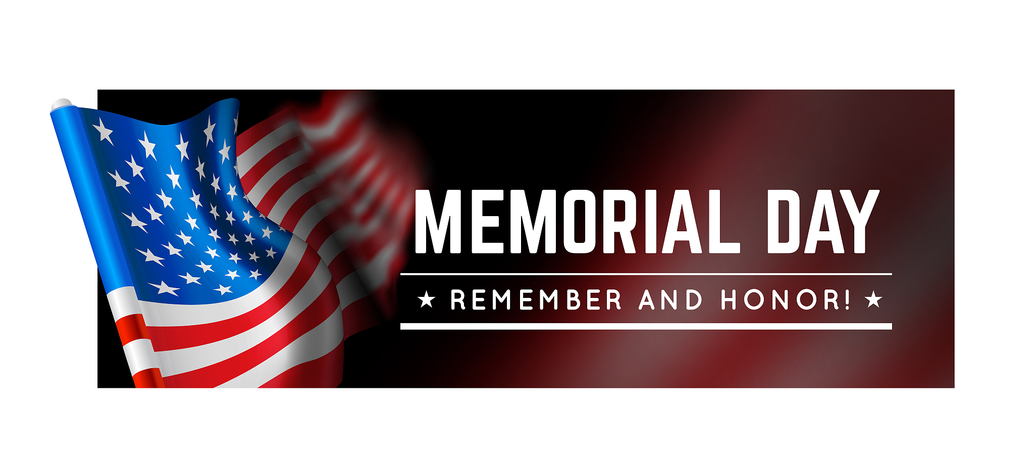 memorial day vector illustration with waving flag of united stat