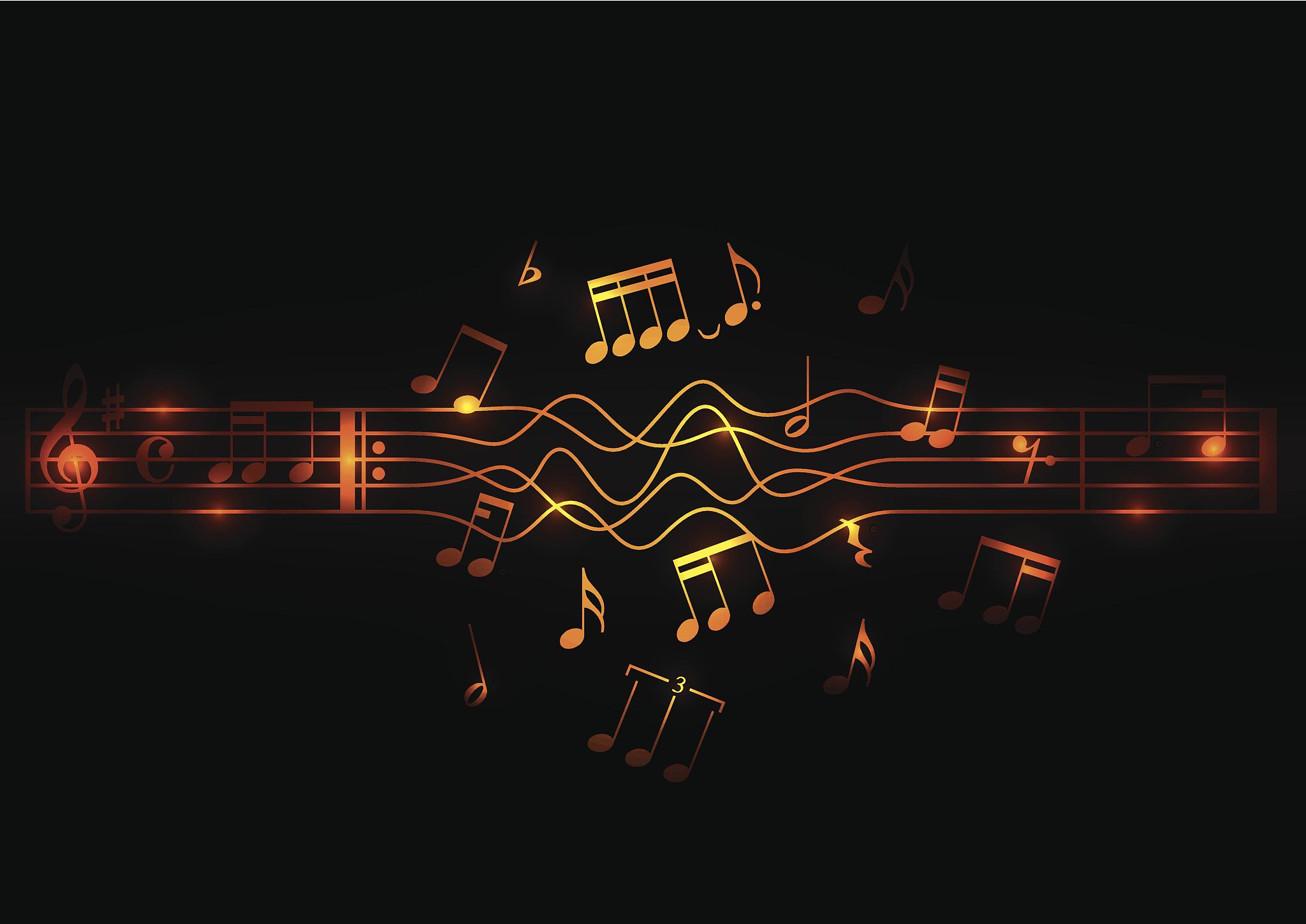 glowing musical notes design