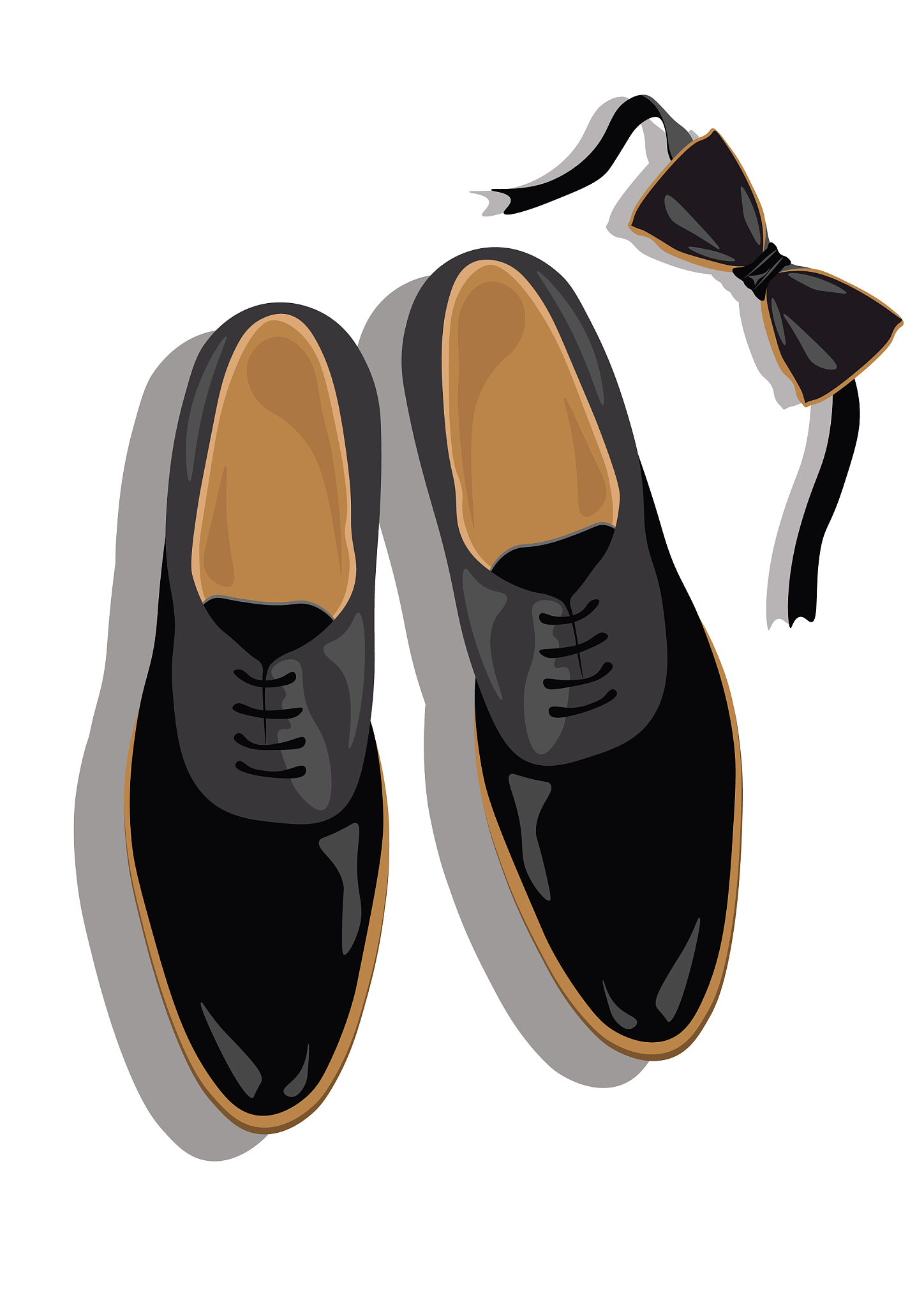 black classic male shoes top view