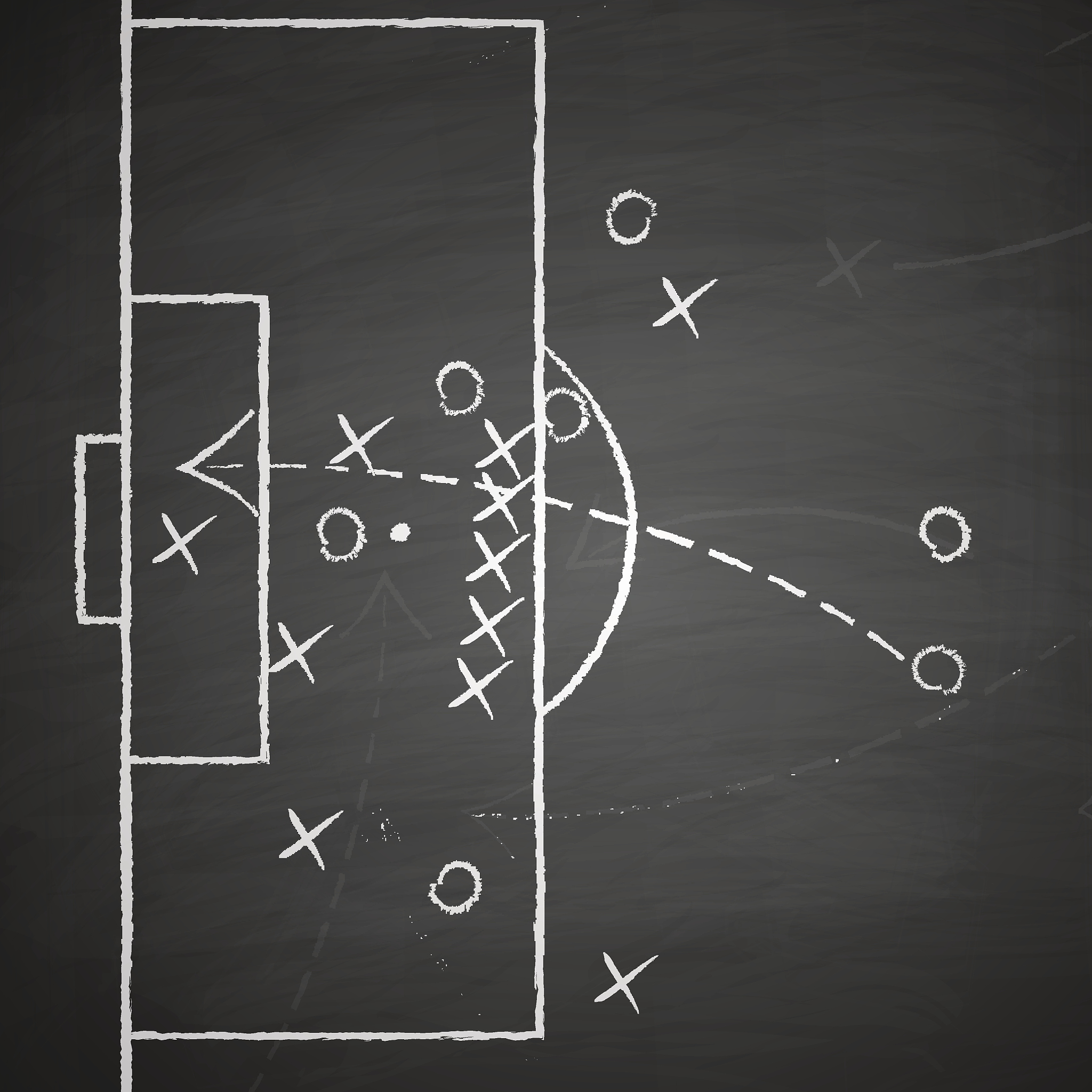 soccer tactic on blackboard