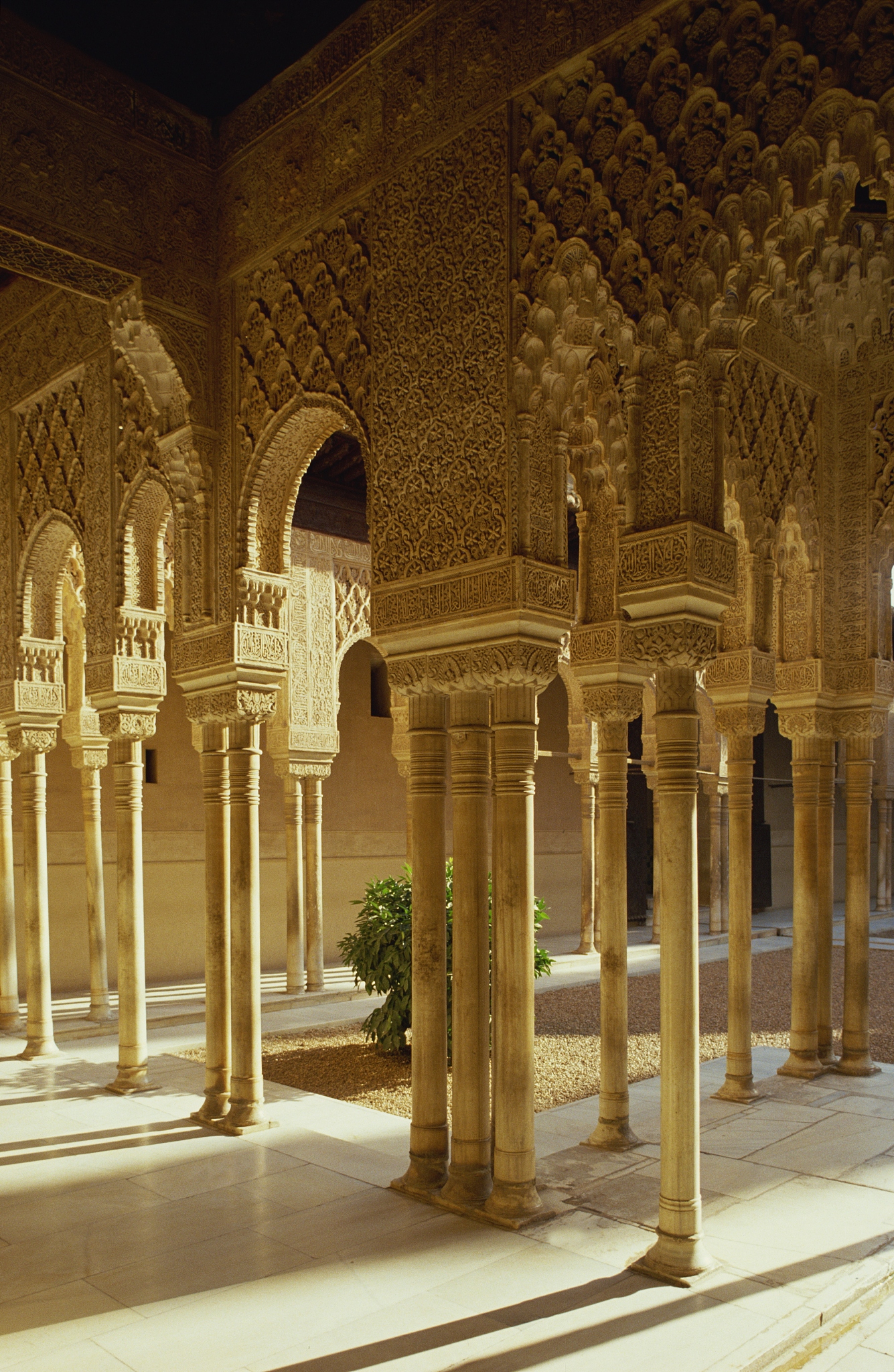 the court of the lions in the alhambra palace in granada, unesco
