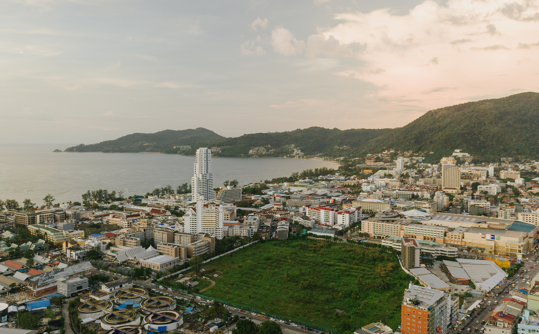 patong city and beach life with cars and boats in thailand phuke