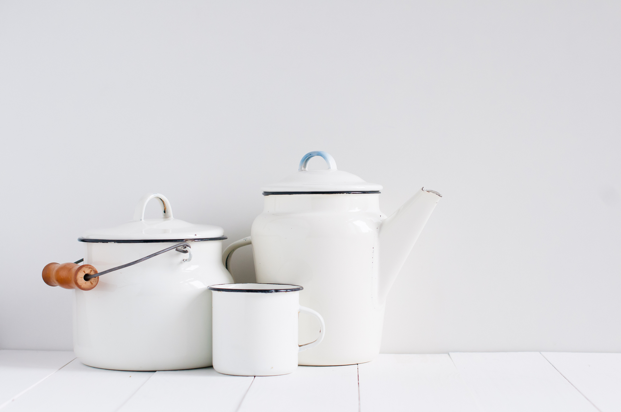 white vintage kitchenware