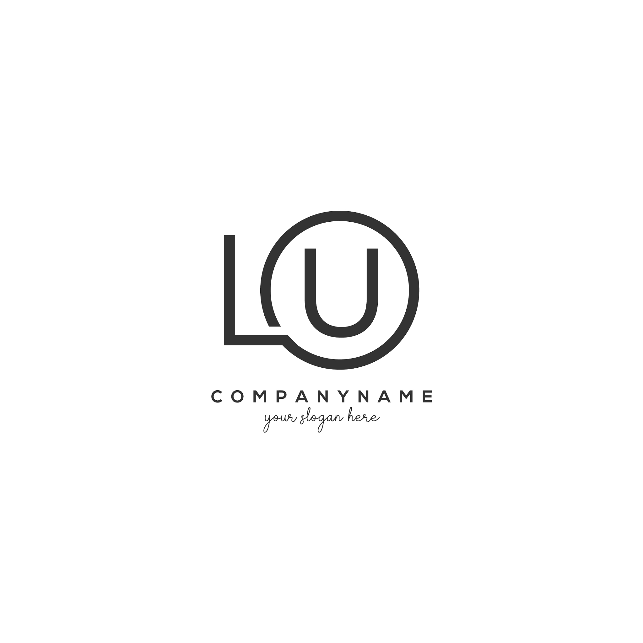initial lu letter logo with circle template