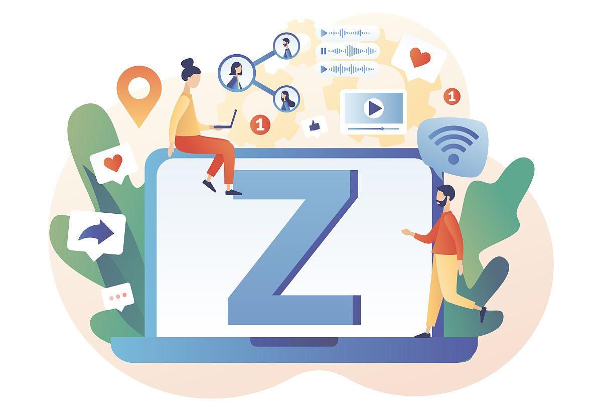 z一代的网络生活方式.网络文化.进步的青少年使用科技和小工具进行交