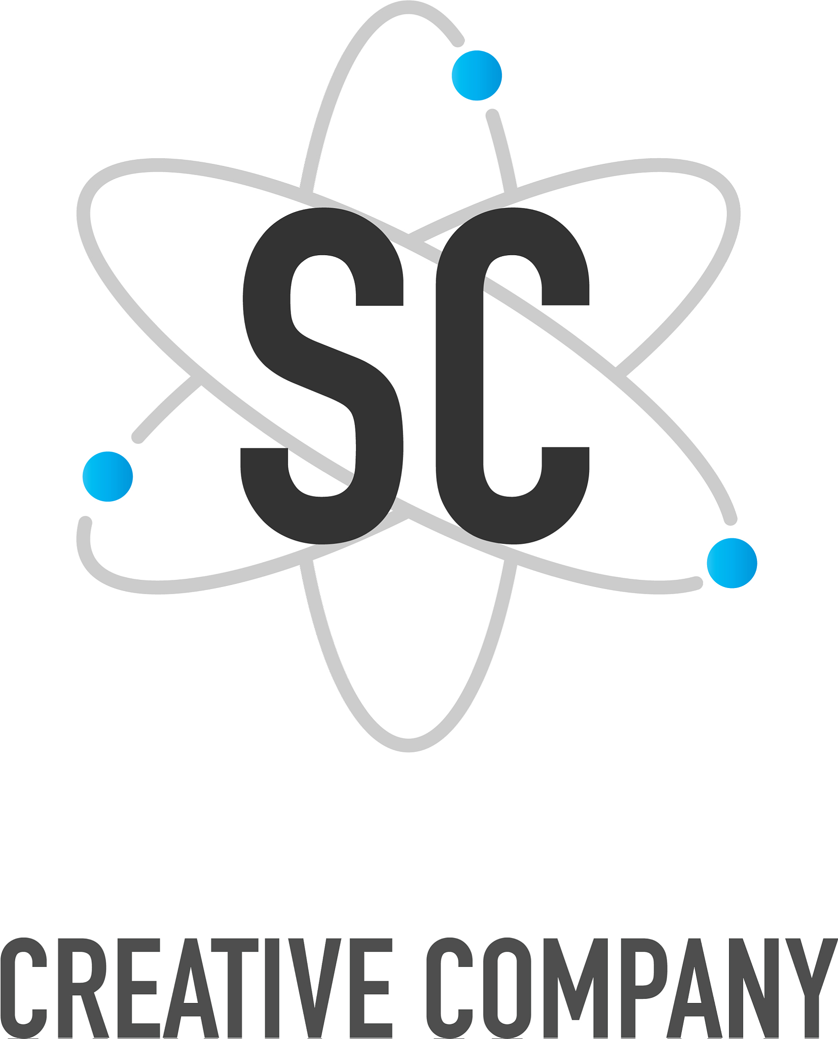 initial letter sc atom neutron design logo