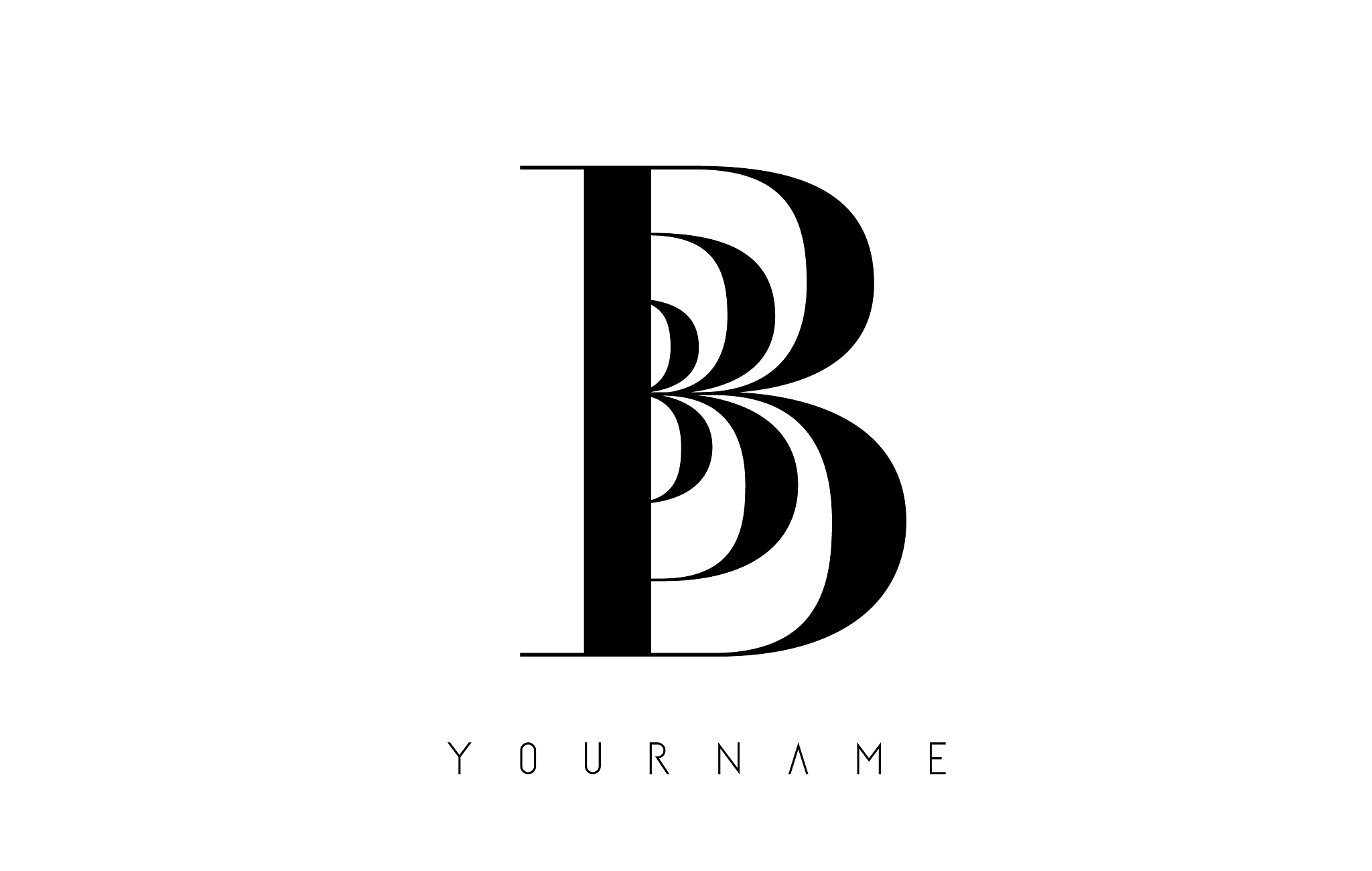 b letter logo with graphic elegant black lines