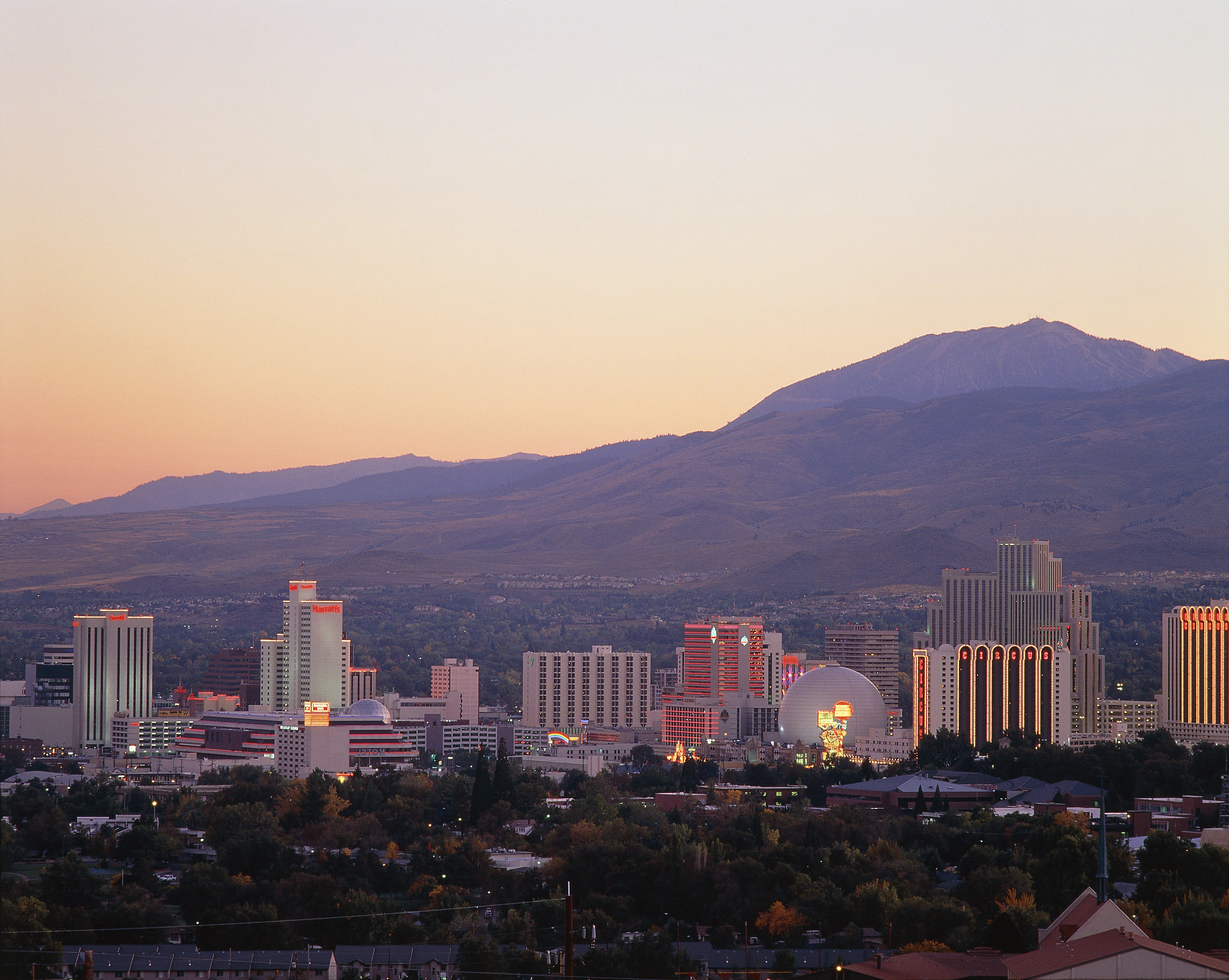 usa, alaska, city at dusk