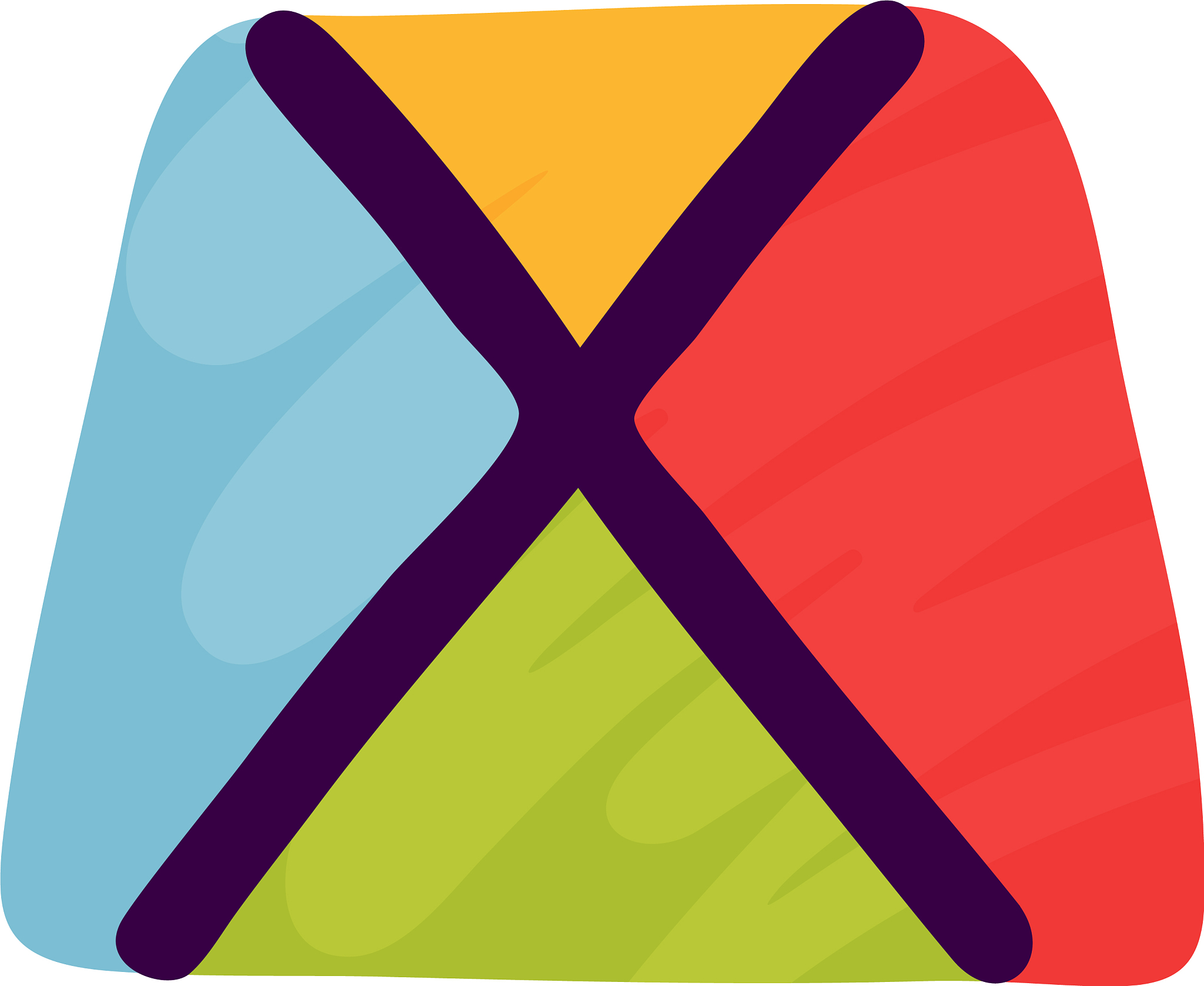 x letter logo in kids paper applique style