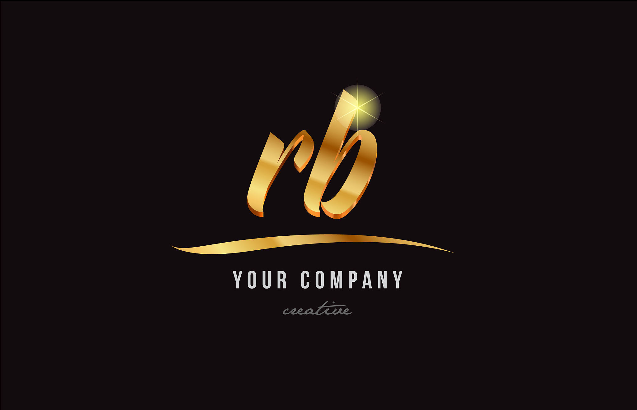 gold alphabet letter rb r b logo combination icon