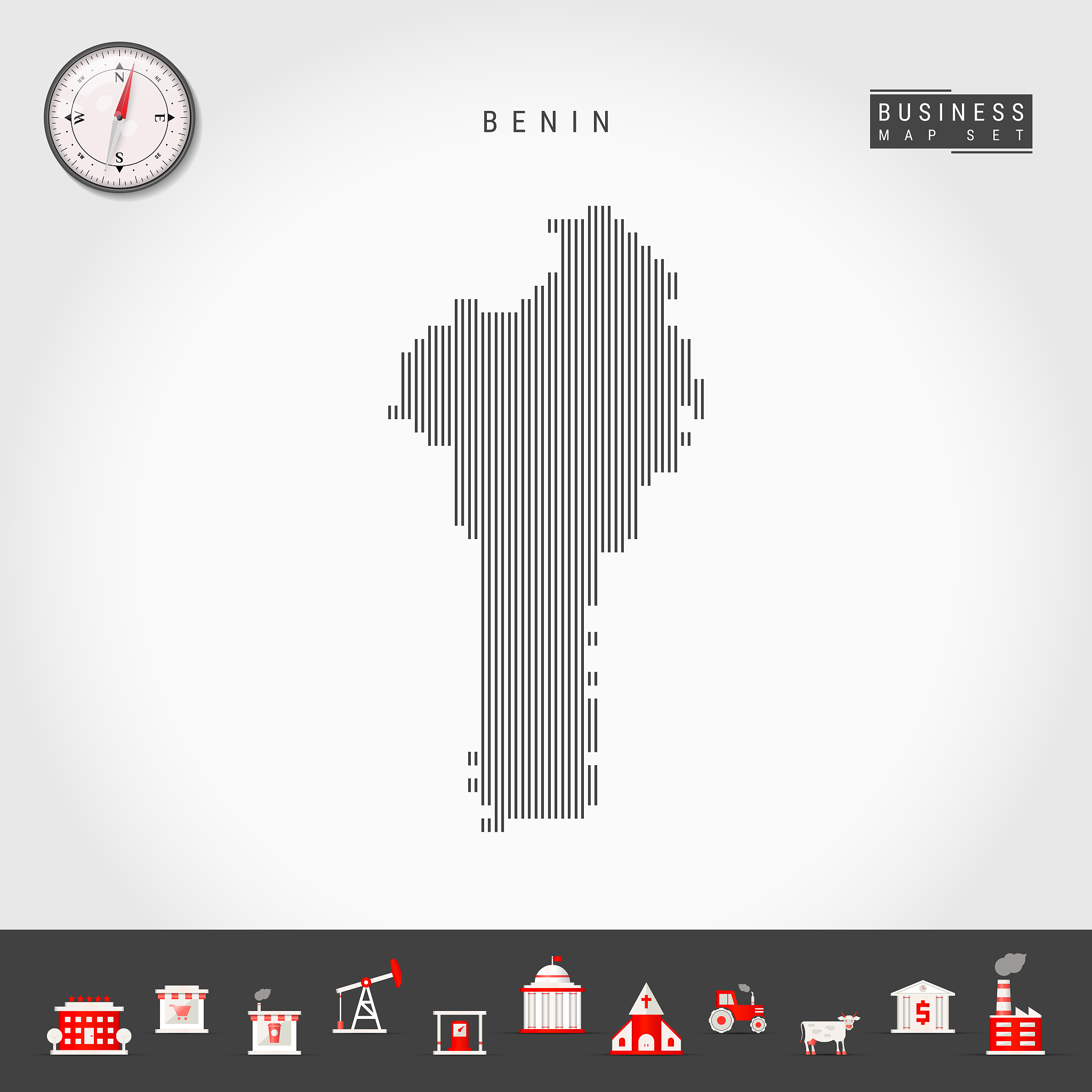 vector vertical lines map of benin. striped silhouette of benin.