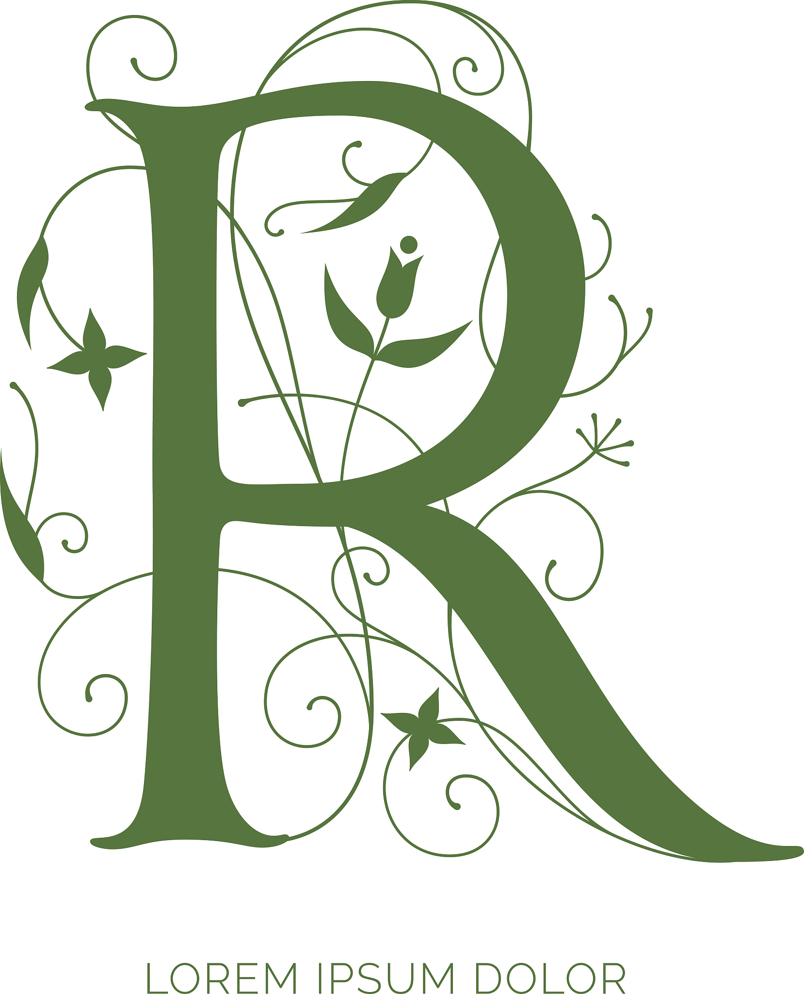 vector r letter floral design