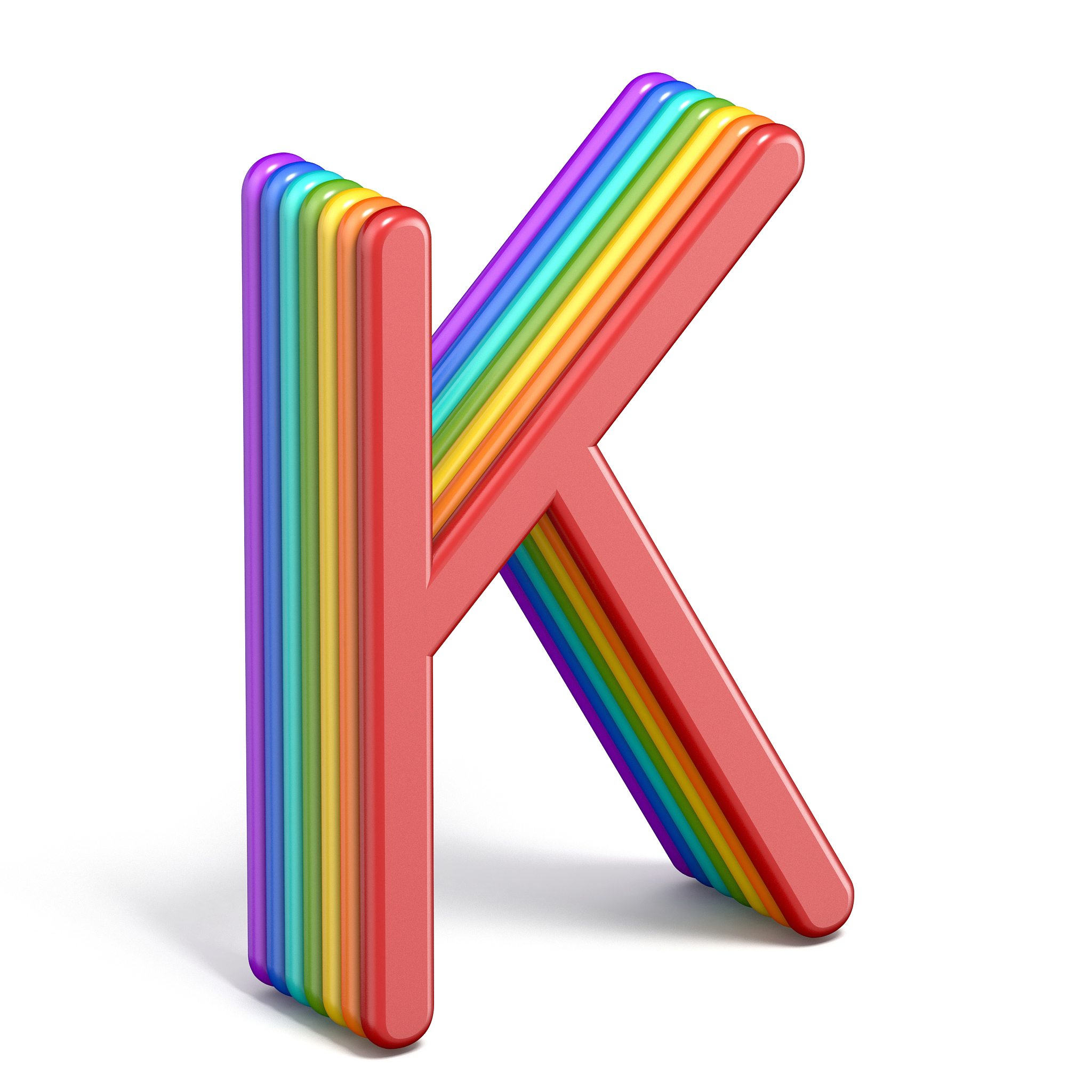 rainbow font letter k 3d